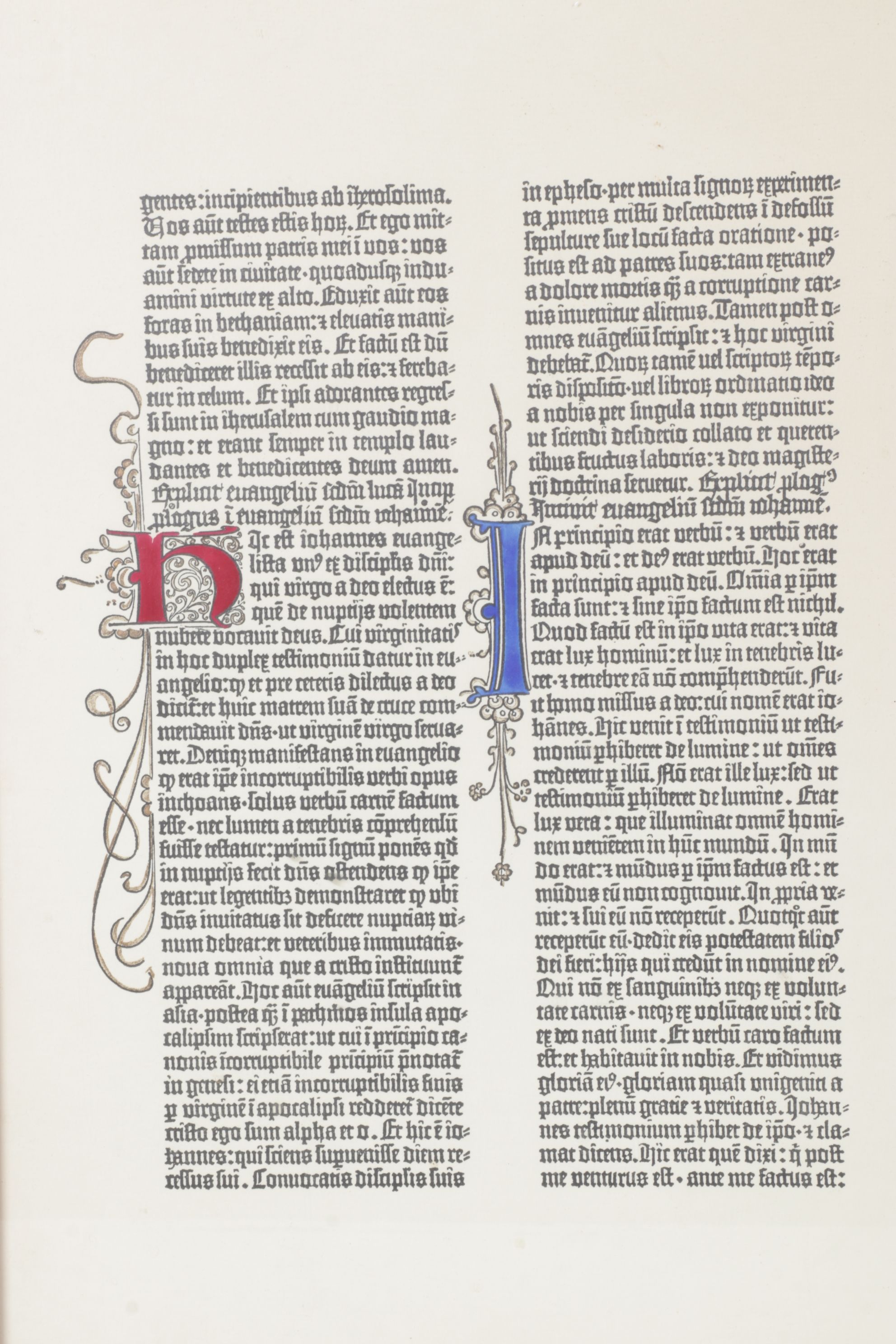 Framed Gutenberg Bible Page Replica of the Gospel of John