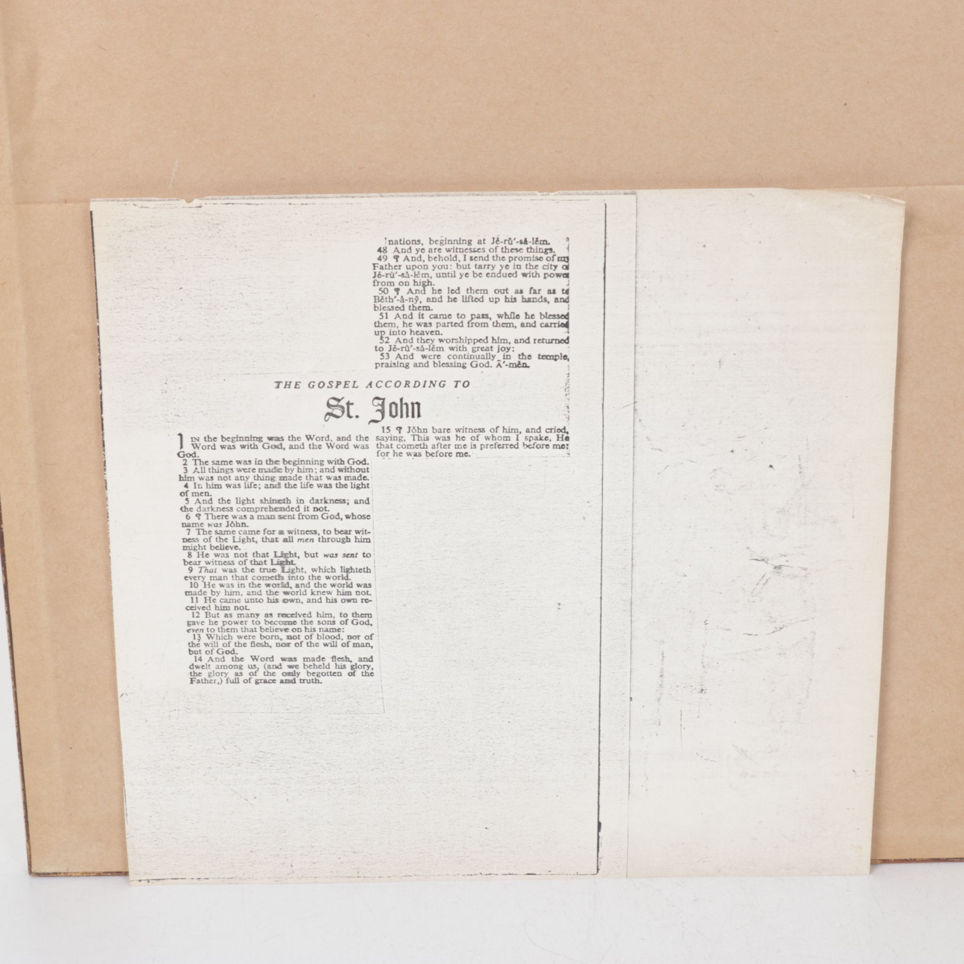 Framed Gutenberg Bible Page Replica of the Gospel of John