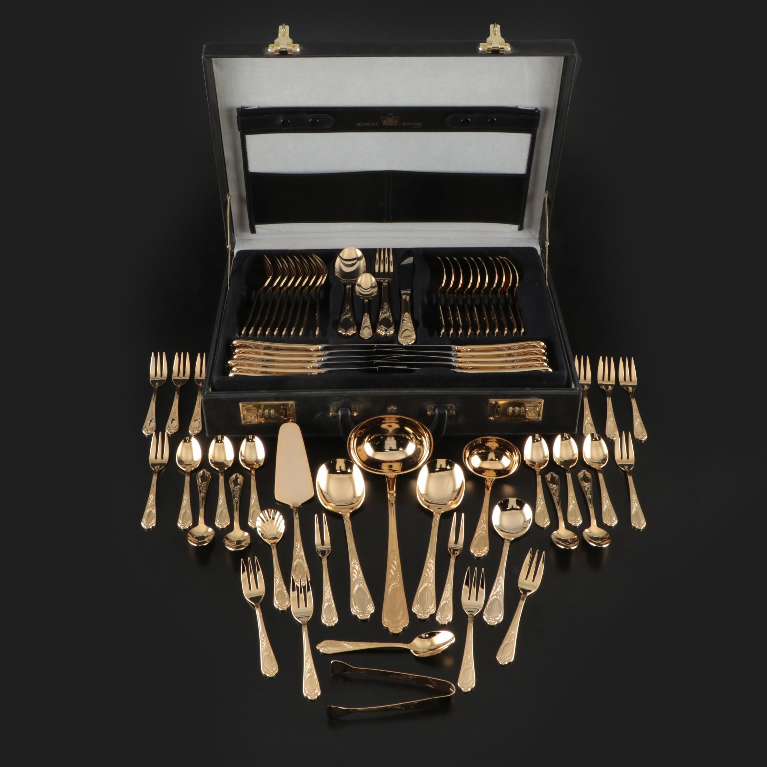 Solingen Bestecke "Wien" Gold Electroplate Flatware, Late 20th Century