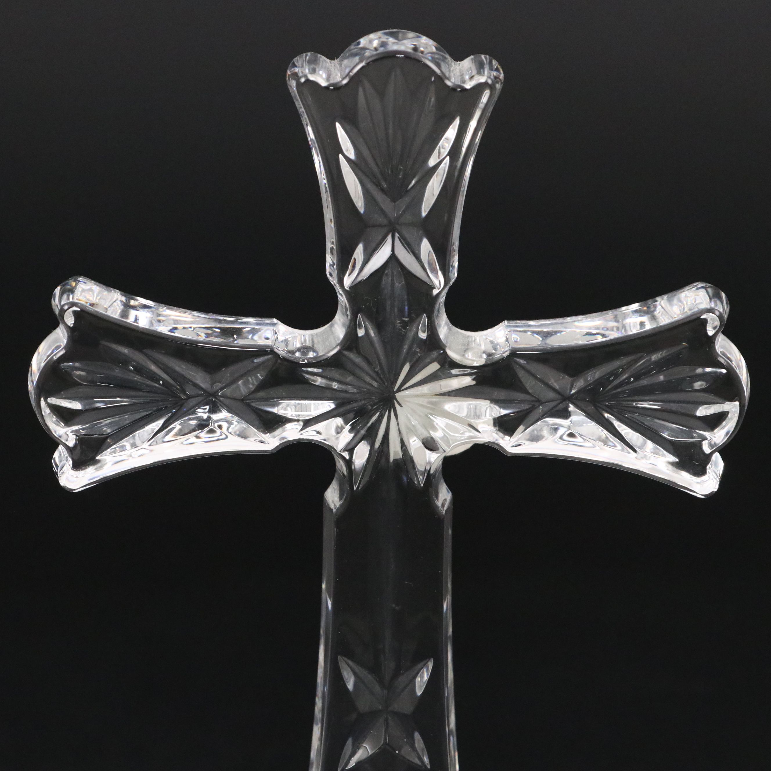 Waterford Crystal Standing Cross and Pillar Candle Holder