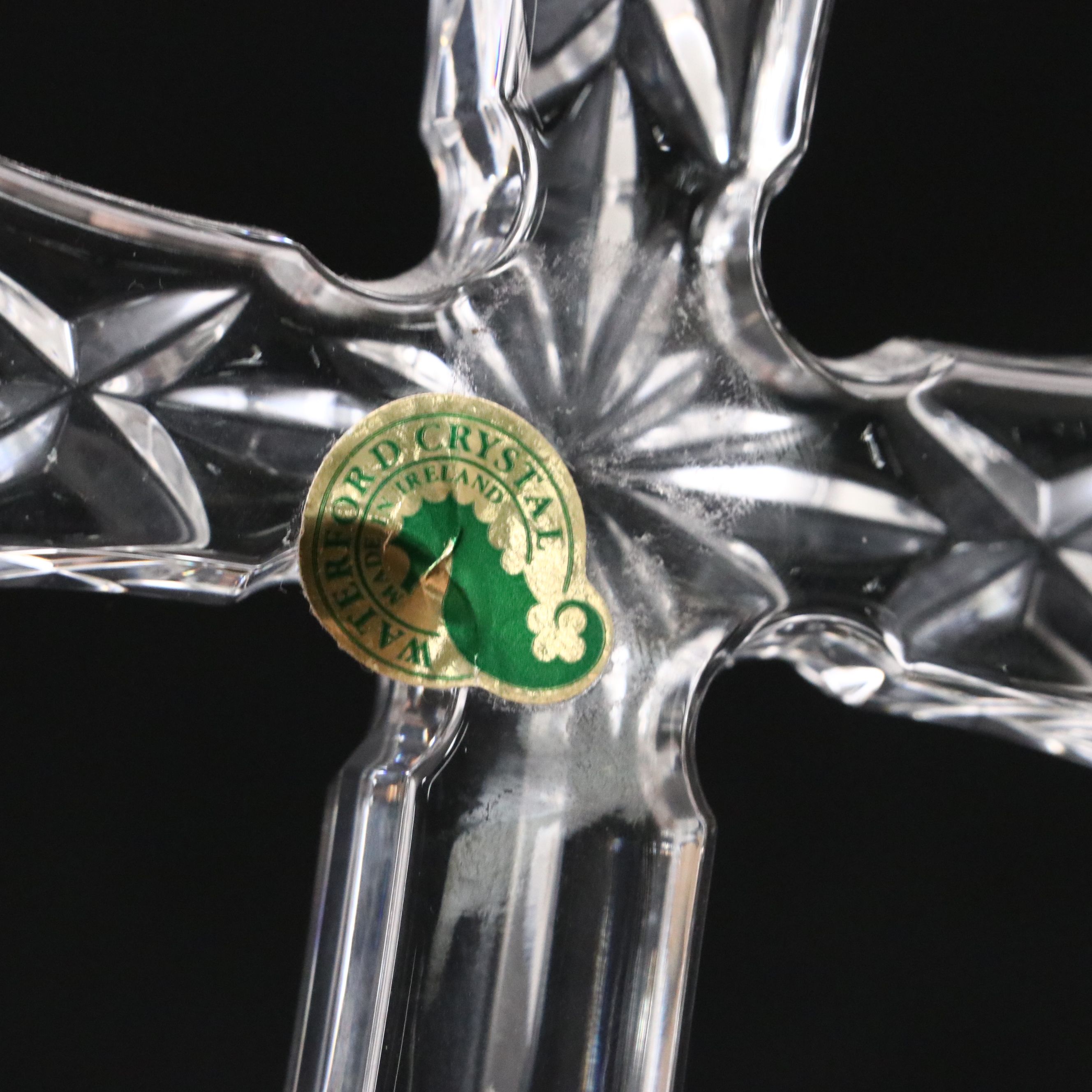 Waterford Crystal Standing Cross and Pillar Candle Holder