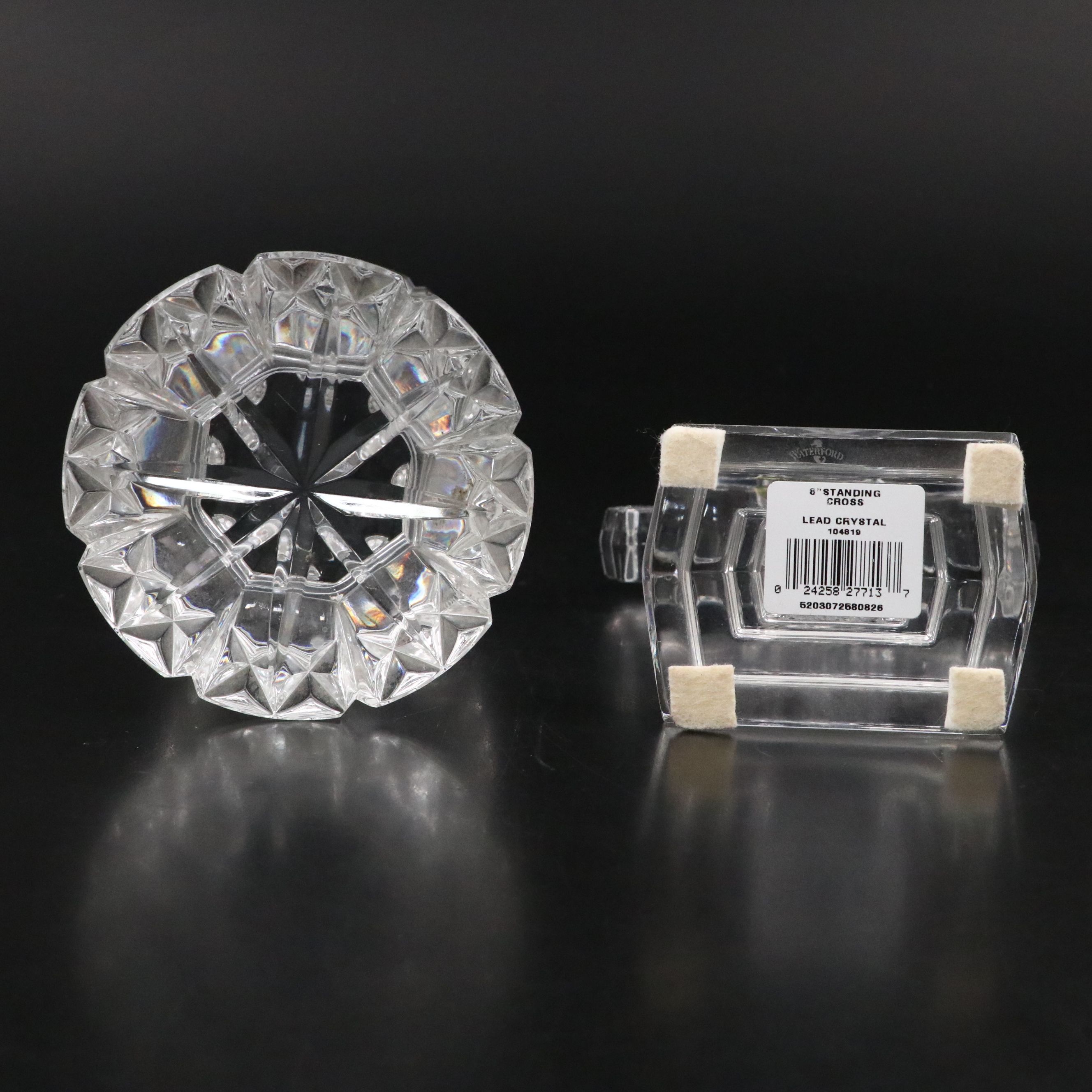 Waterford Crystal Standing Cross and Pillar Candle Holder