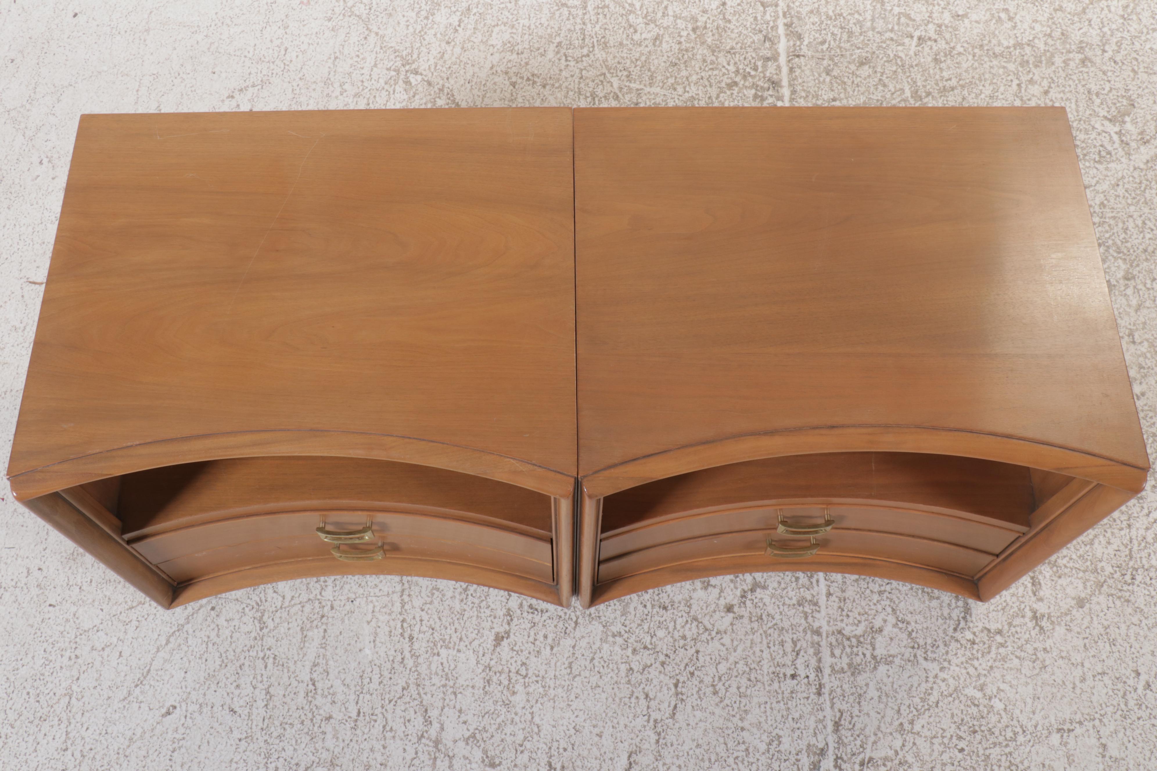 Pair of Johnson Furniture Mid Century Modern Walnut Nightstands