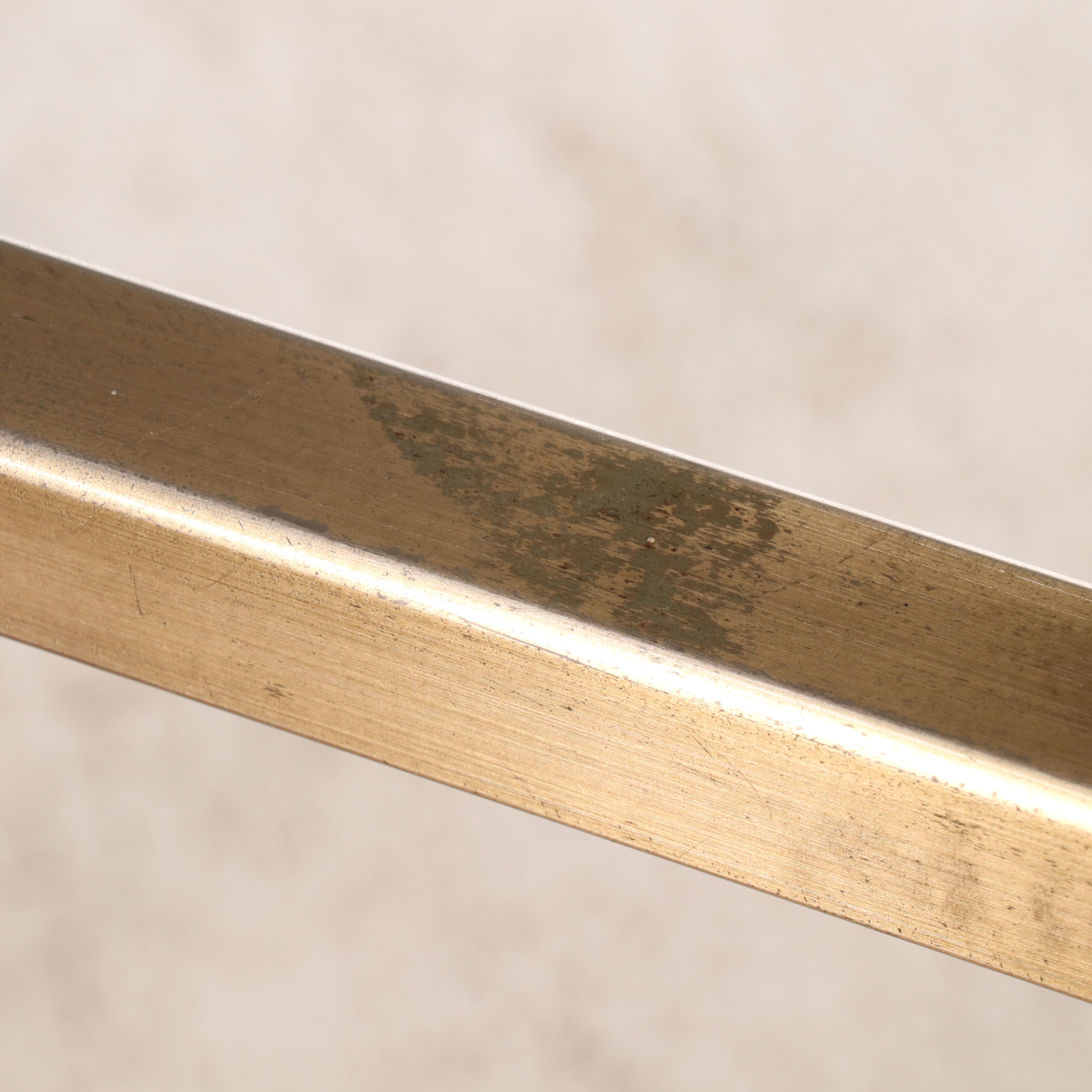 Set of Six Postmodernist Upholstered Brass Tone Dining Chairs, Late 20th Century