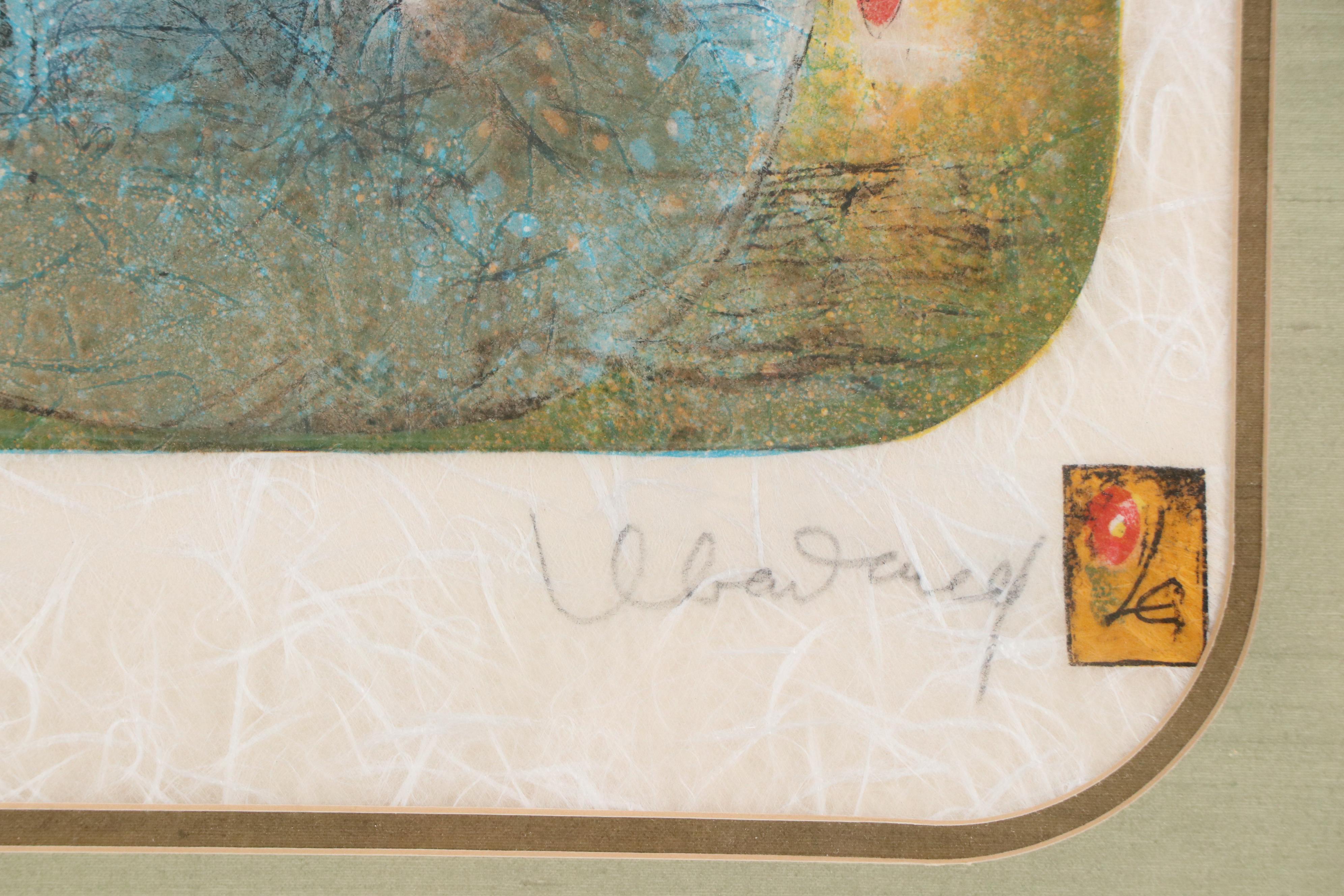 Hoi Lebadang Modern Floral Chromolithograph, Mid-20th Century