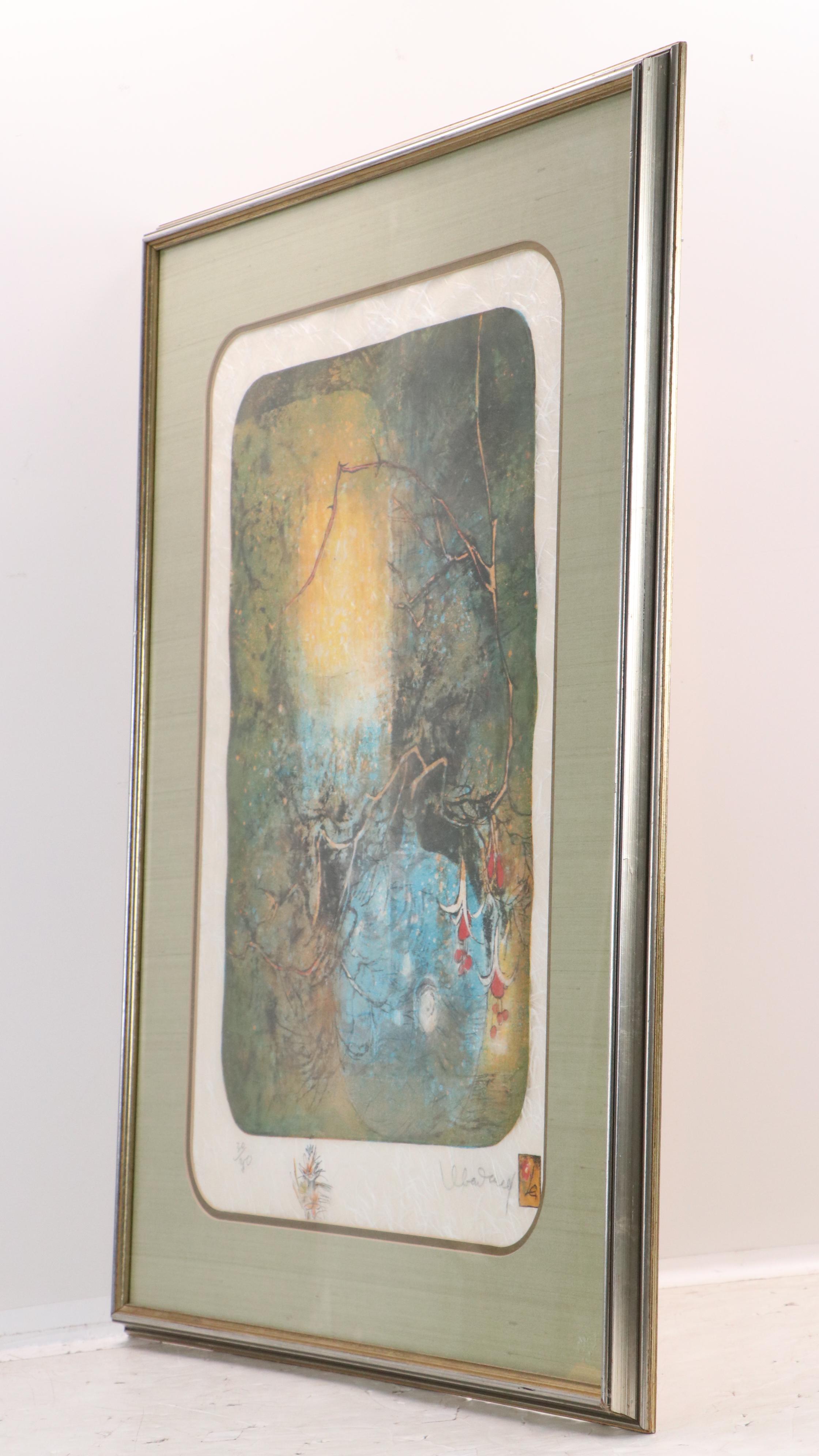 Hoi Lebadang Modern Floral Chromolithograph, Mid-20th Century