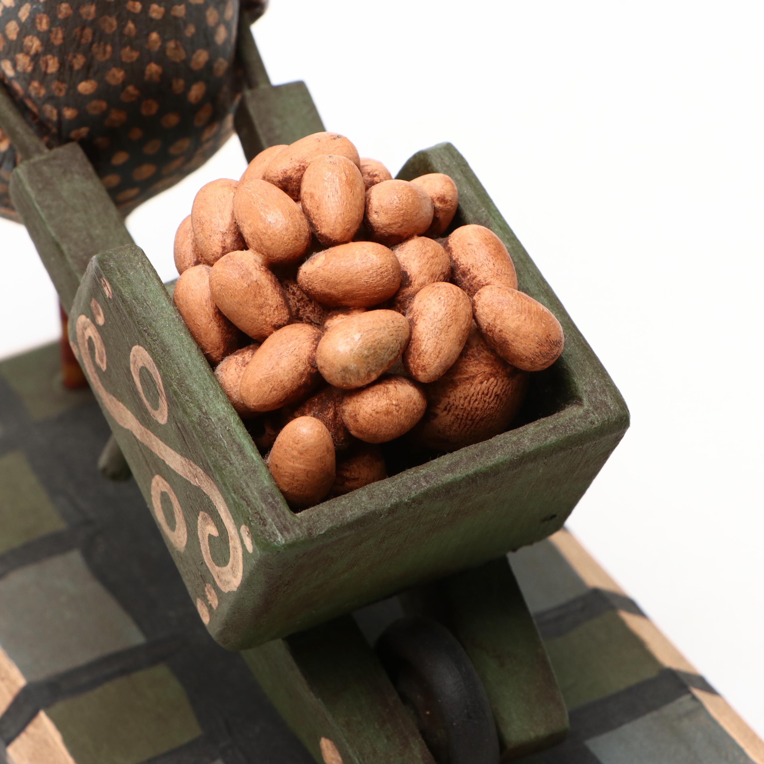 George Voyzey Folk Art Style Carved Wood Chicken Figurines