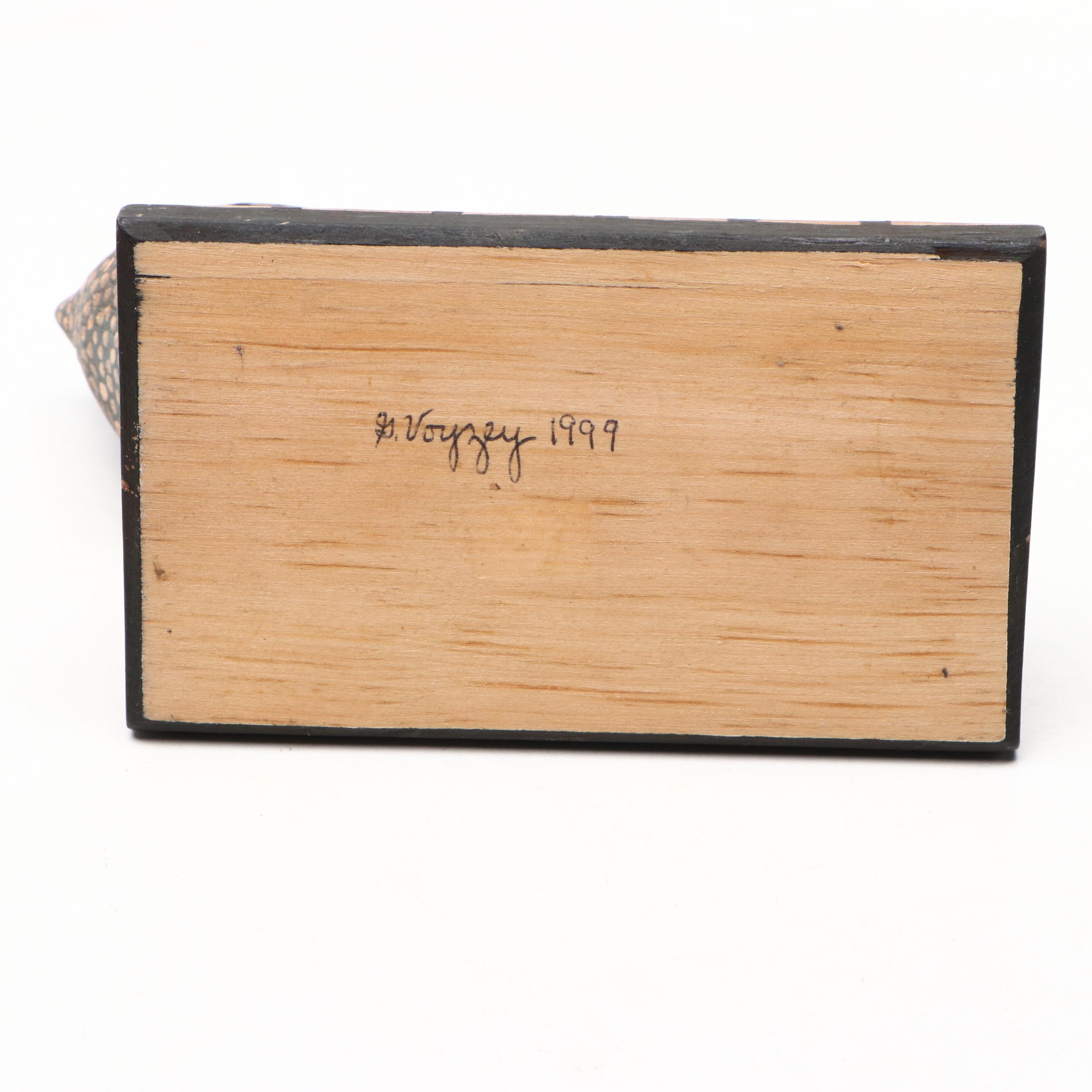 George Voyzey Folk Art Style Carved Wood Chicken Figurines