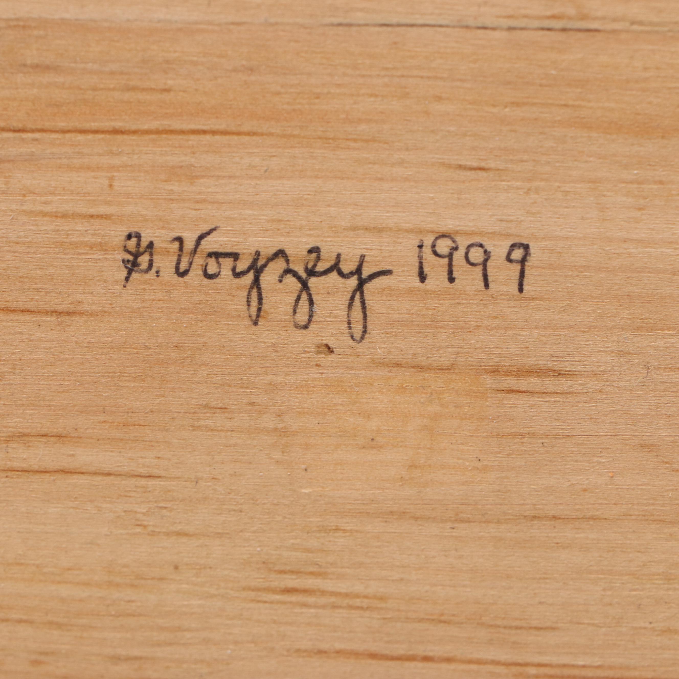 George Voyzey Folk Art Style Carved Wood Chicken Figurines