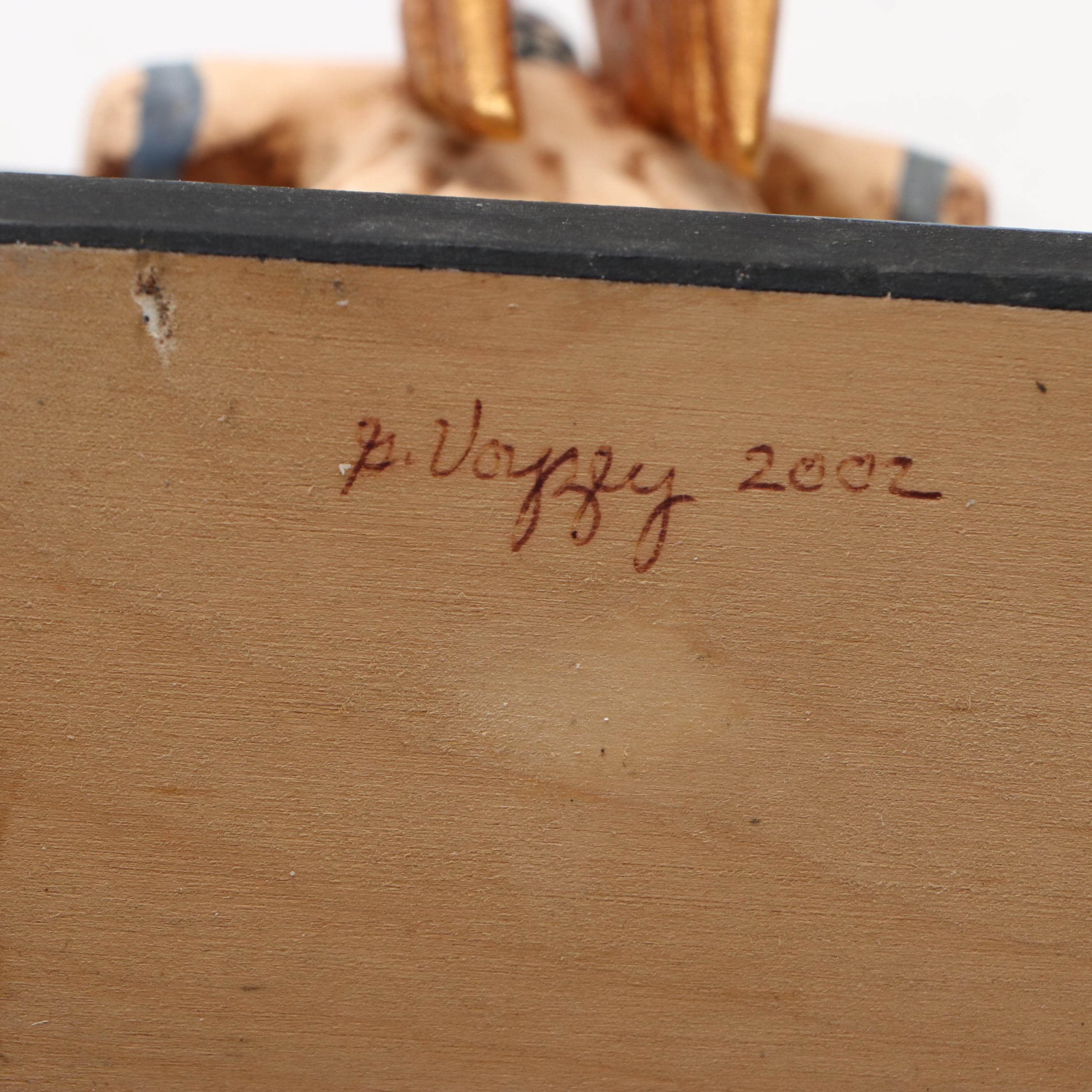 George Voyzey Folk Art Style Carved Wood Chicken Figurines