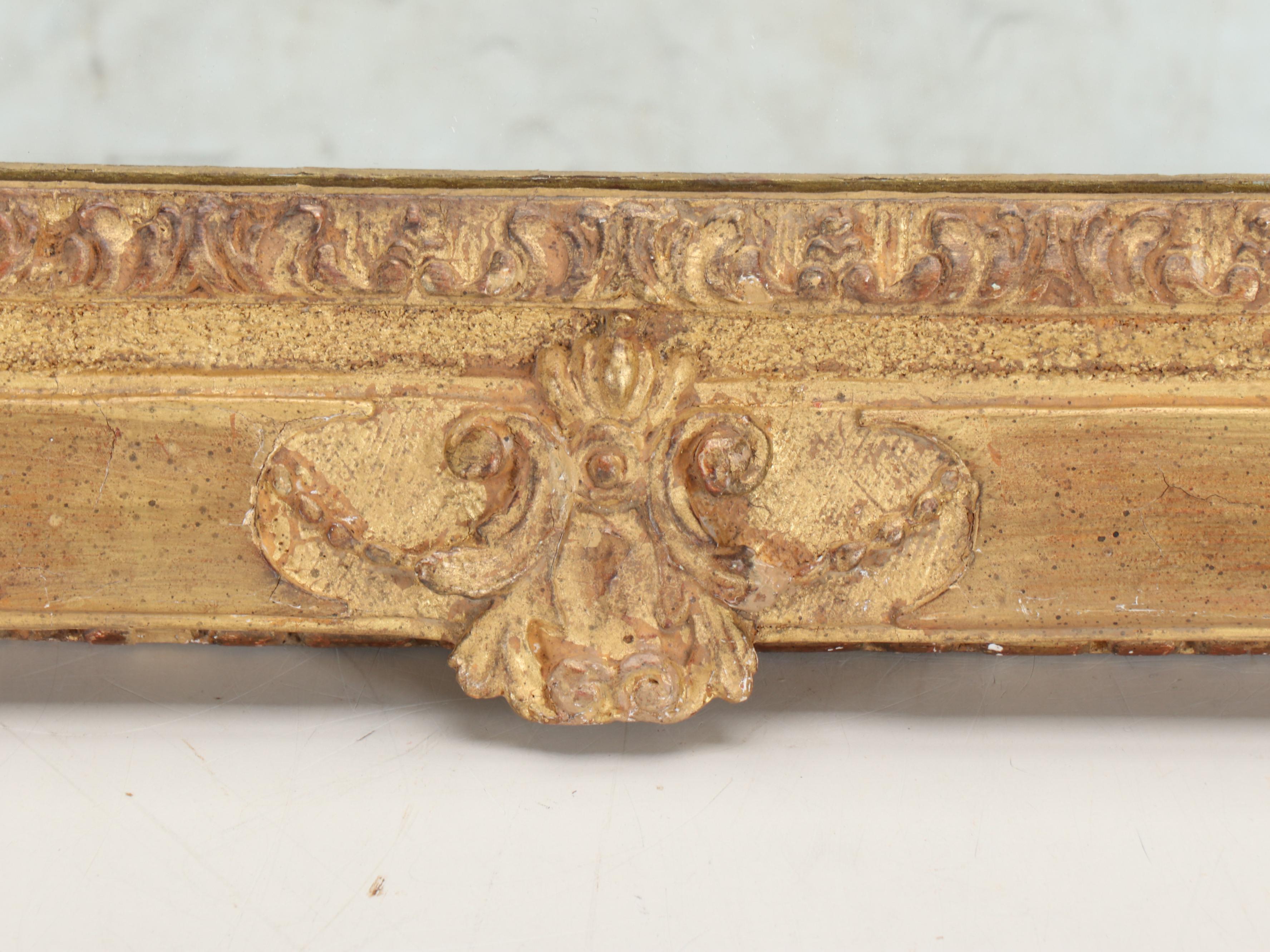 Grand Regency Style Faux Aged Giltwood and Gesso Wall Mirror