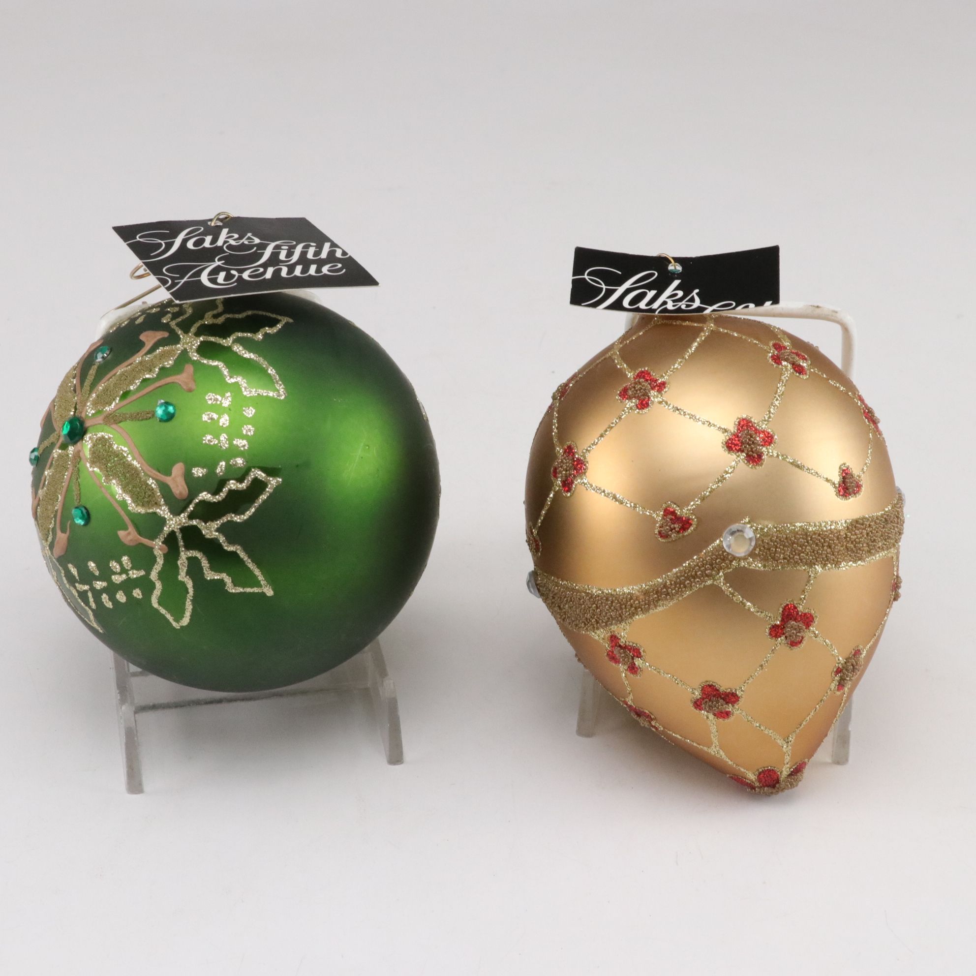 Saks Fifth Avenue and Other Glass Christmas Ornaments