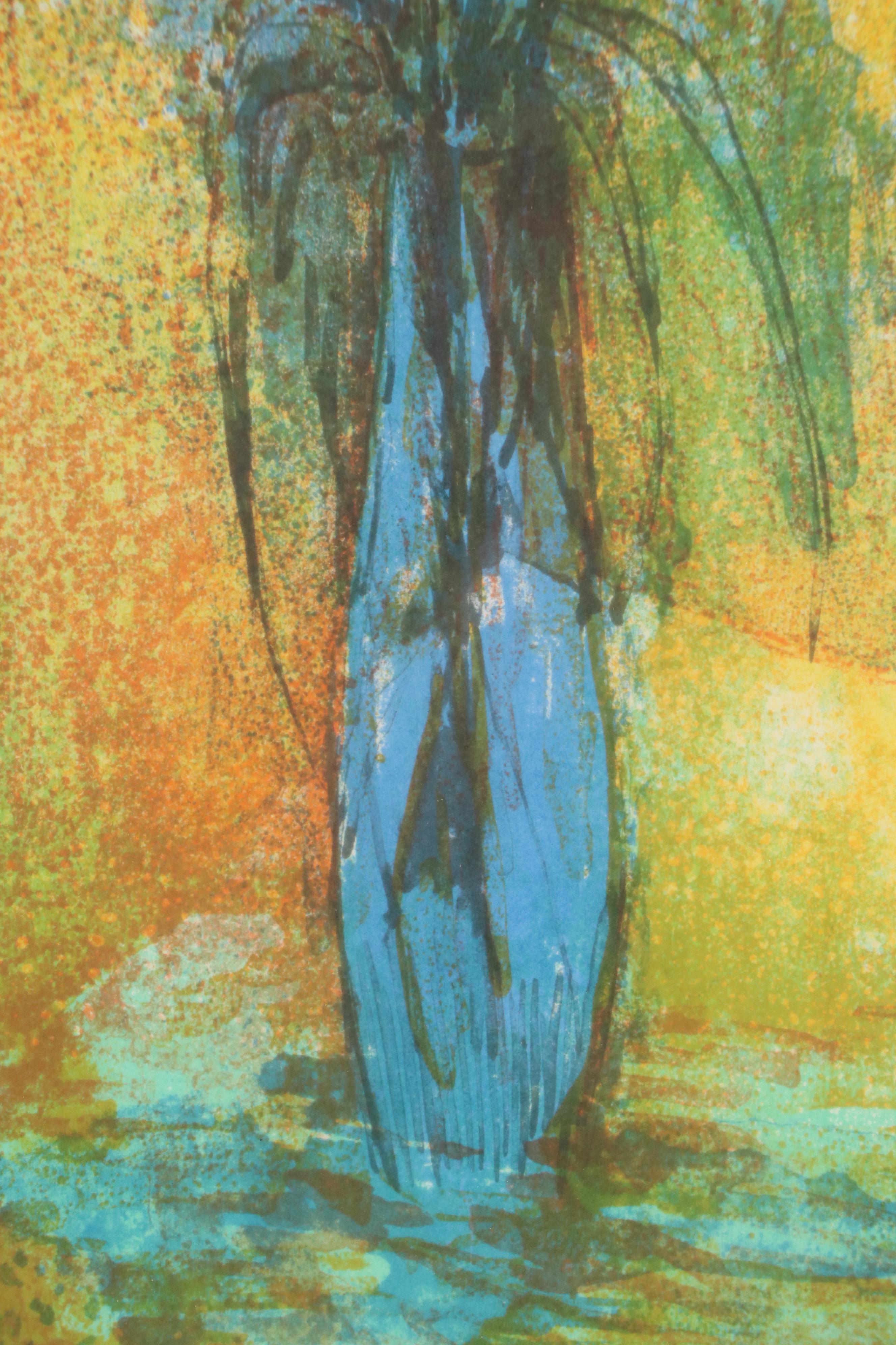 Hoi Lebadang Modern Floral Still Life Chromolithograph, Mid-20th Century