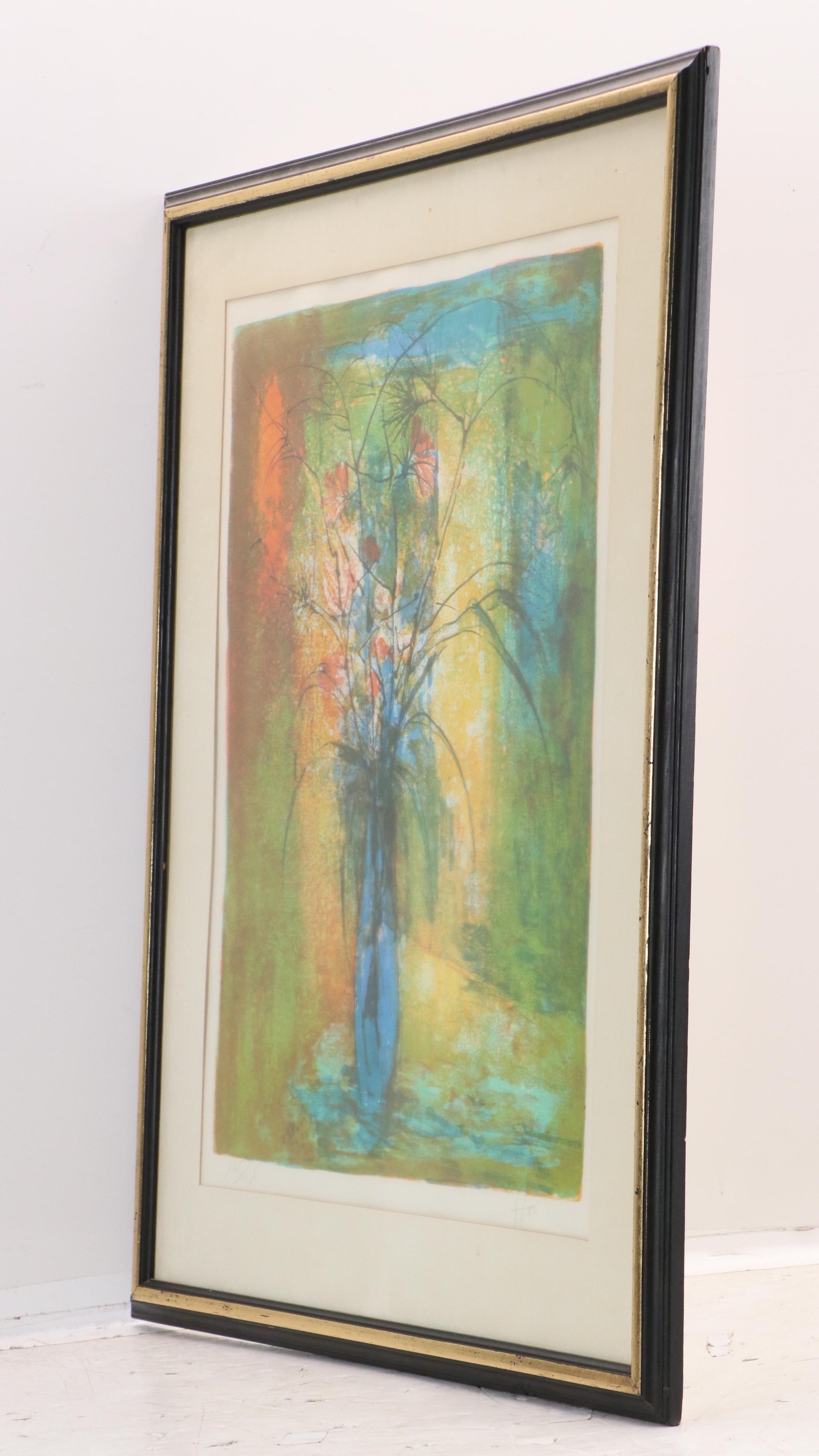 Hoi Lebadang Modern Floral Still Life Chromolithograph, Mid-20th Century