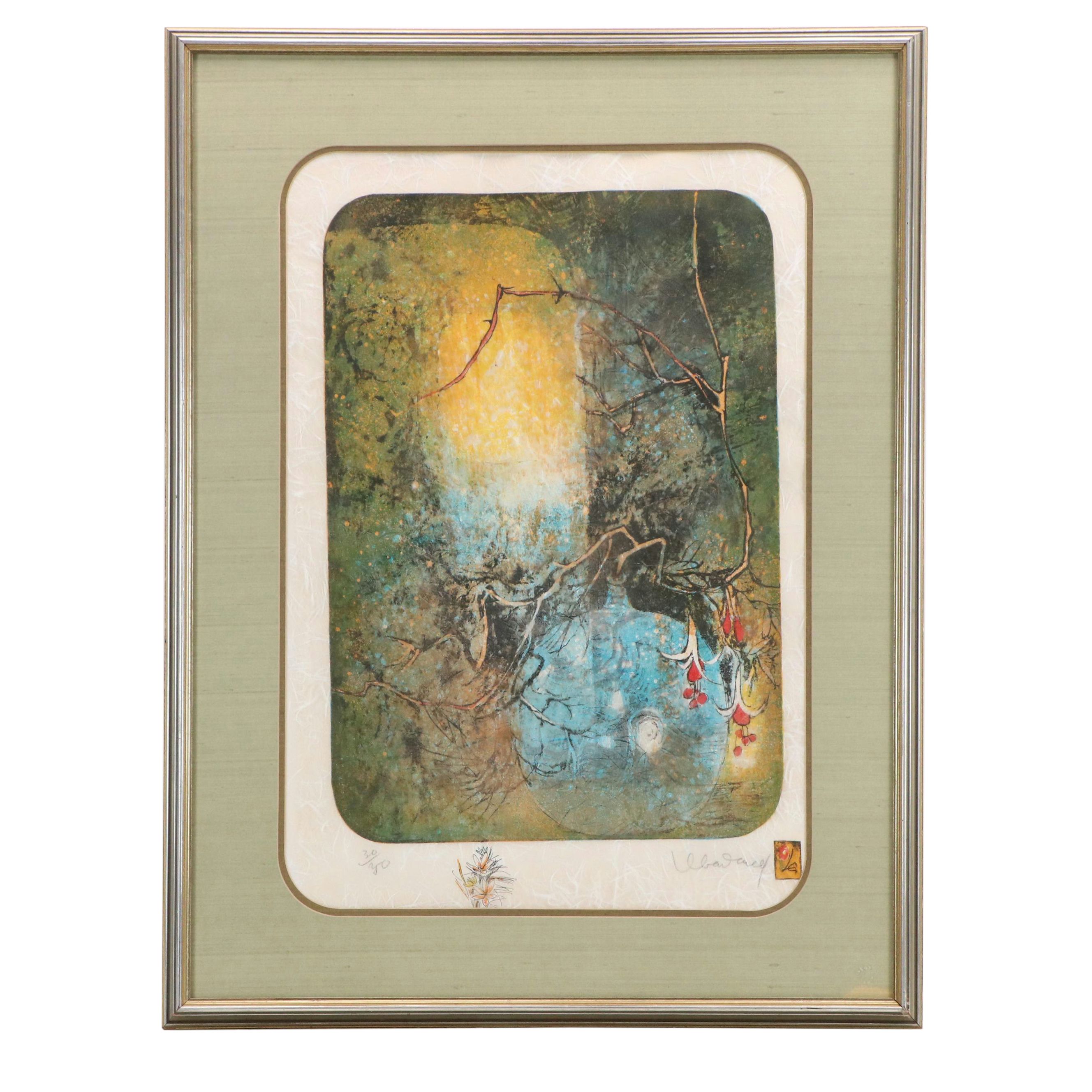Hoi Lebadang Modern Floral Chromolithograph, Mid-20th Century
