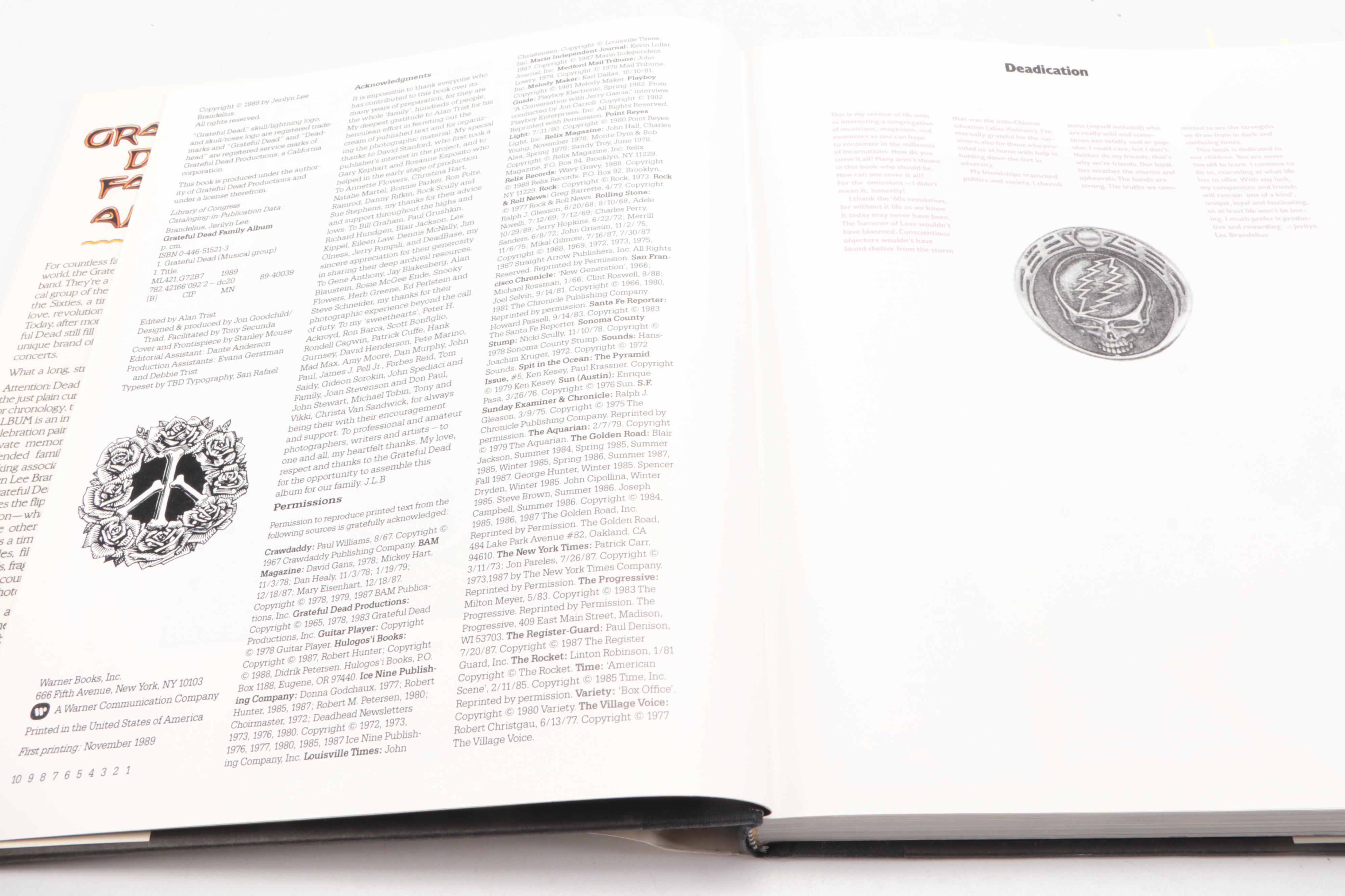 First Printing "Grateful Dead Family Album" by Jerilyn Lee Brandelius, 1989