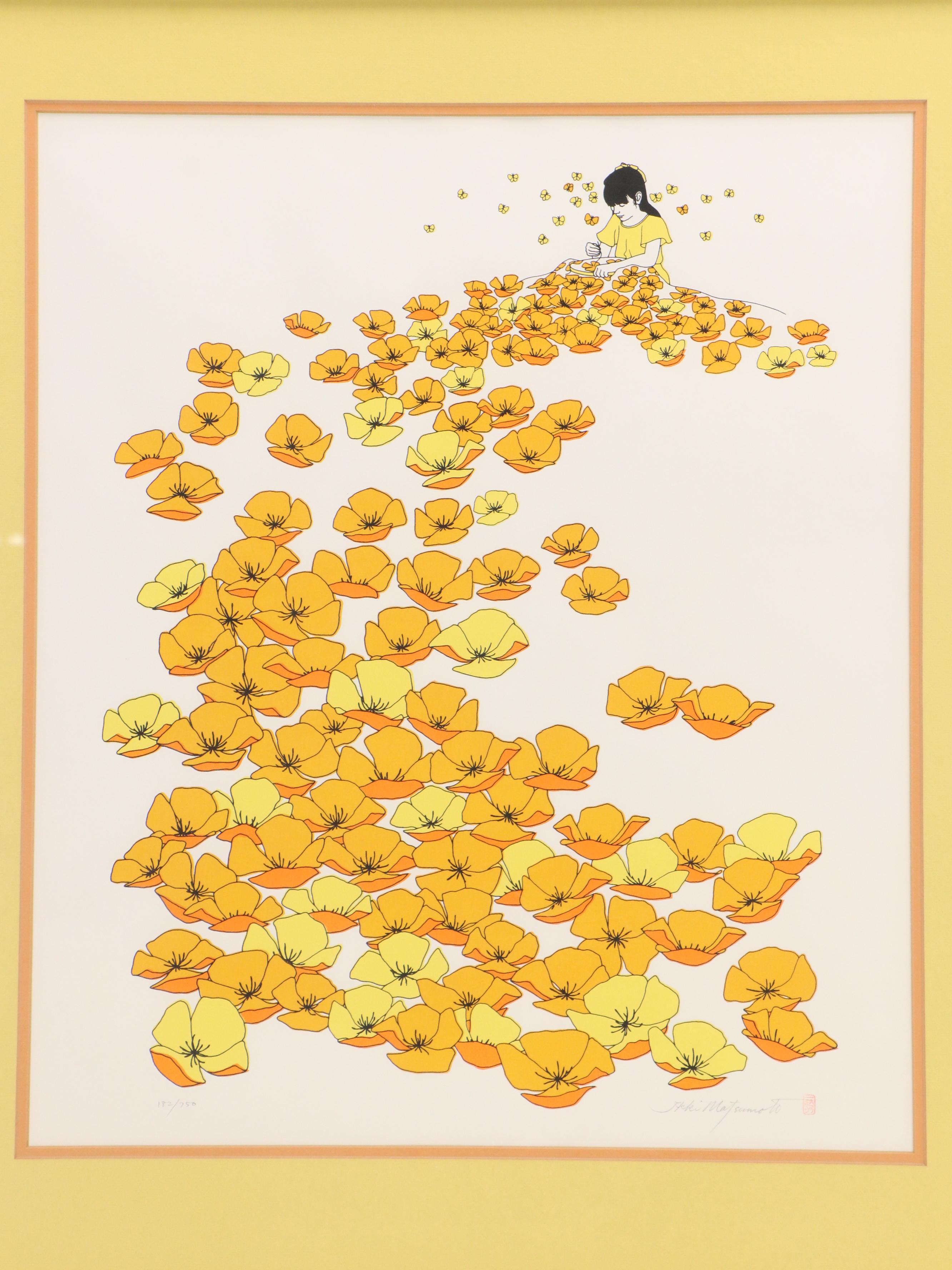 Ikki Matsumoto Floral Giclée "Poppy Field," Mid-20th Century