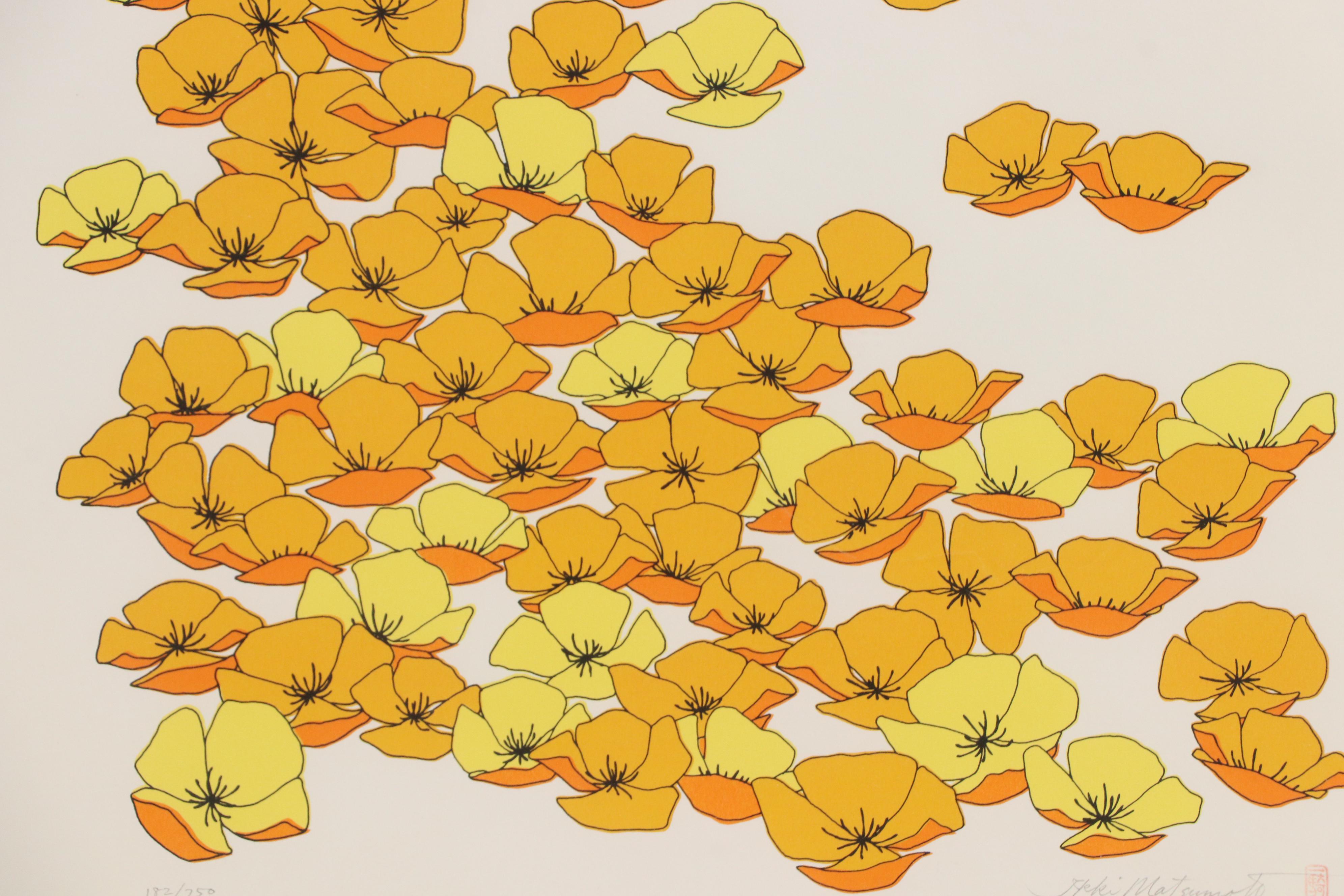 Ikki Matsumoto Floral Giclée "Poppy Field," Mid-20th Century