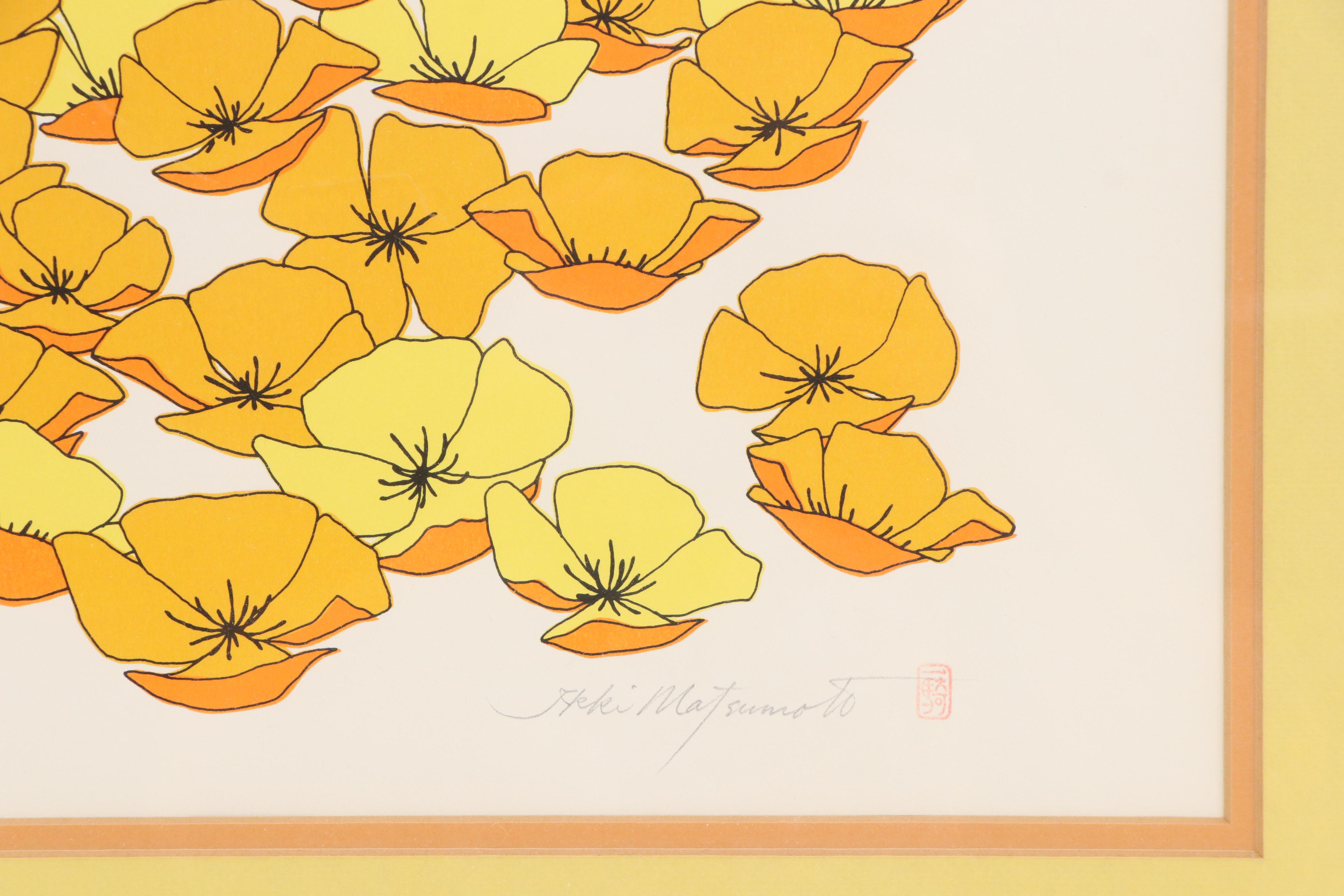 Ikki Matsumoto Floral Giclée "Poppy Field," Mid-20th Century