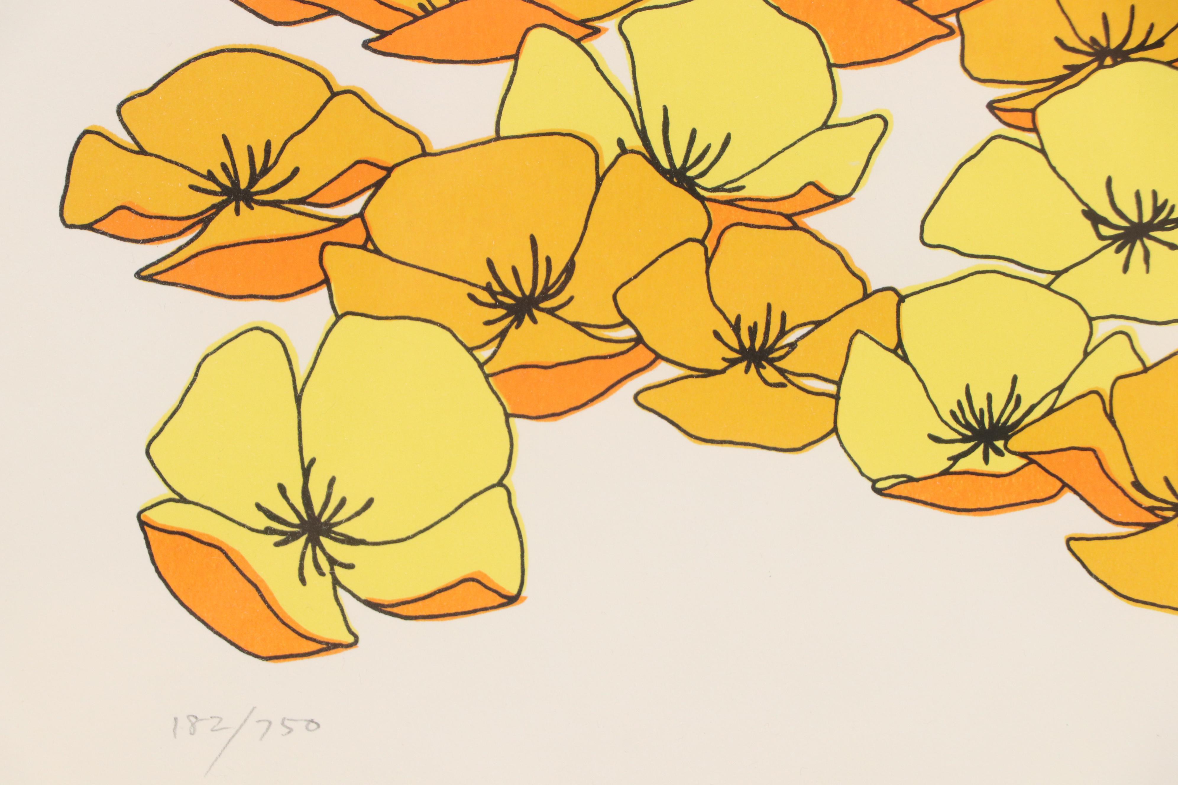 Ikki Matsumoto Floral Giclée "Poppy Field," Mid-20th Century