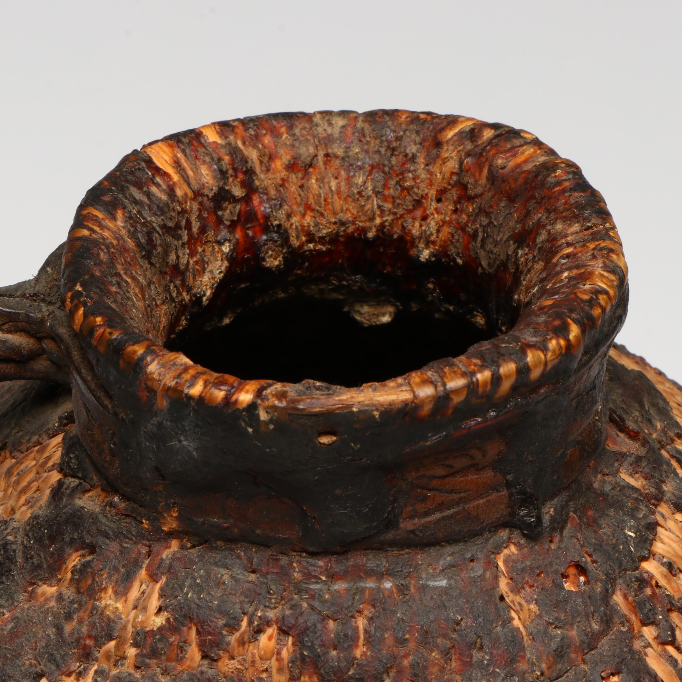 Paiute or Indé (Apache) Pine Pitched Coiled Basketry Water Bottle