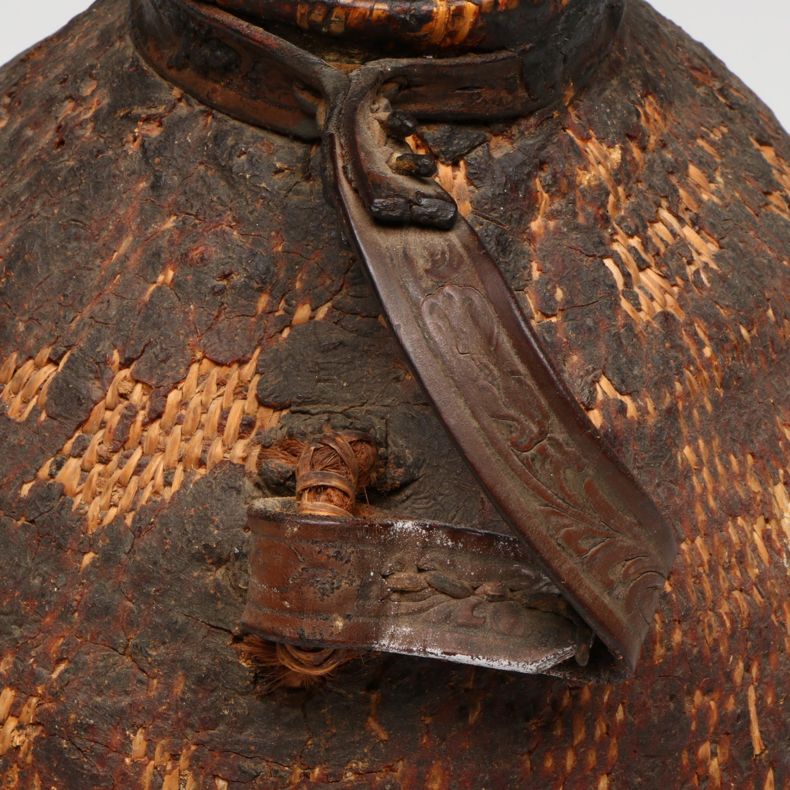 Paiute or Indé (Apache) Pine Pitched Coiled Basketry Water Bottle