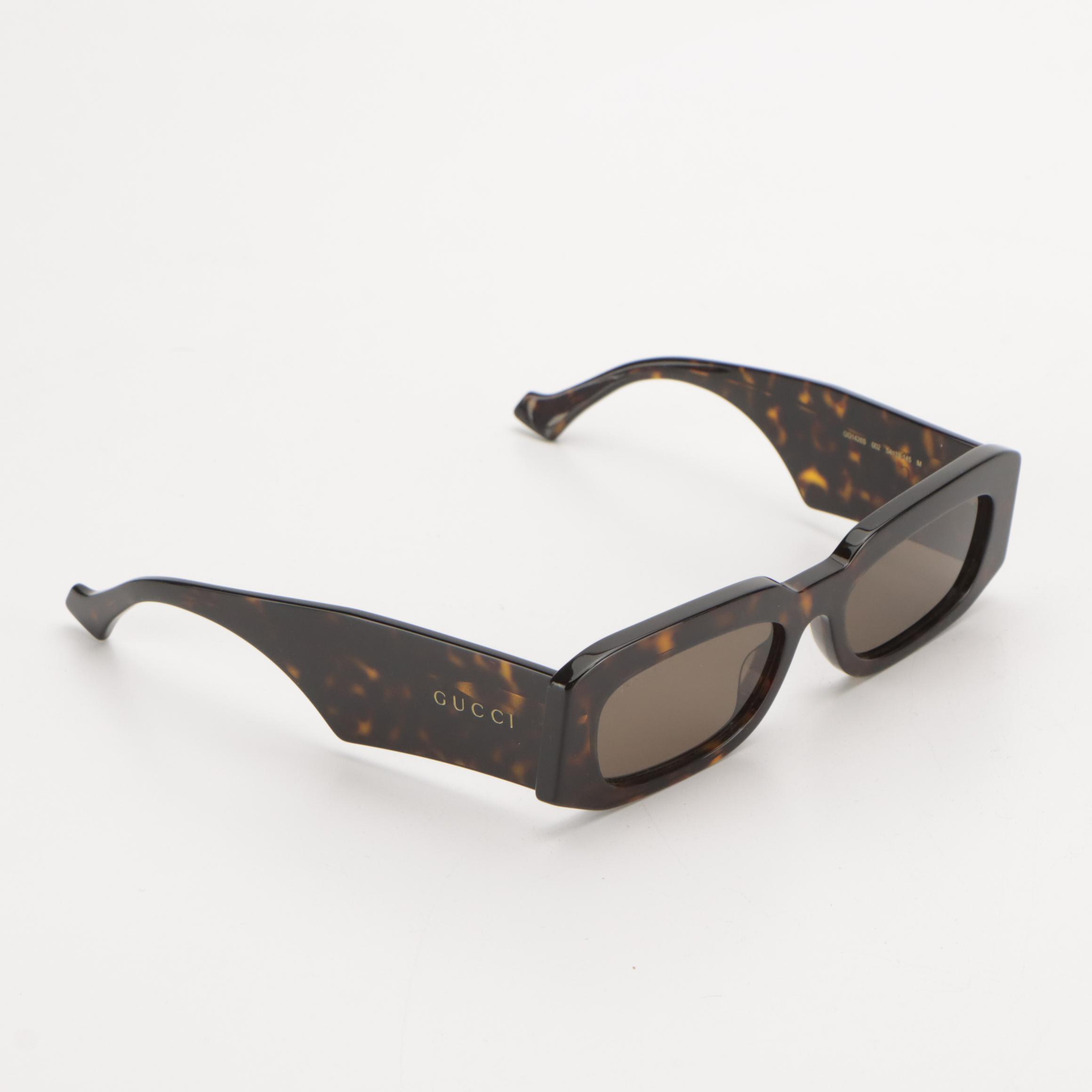 Gucci GG1426S 002 Rectangular Havana Sunglasses in Case