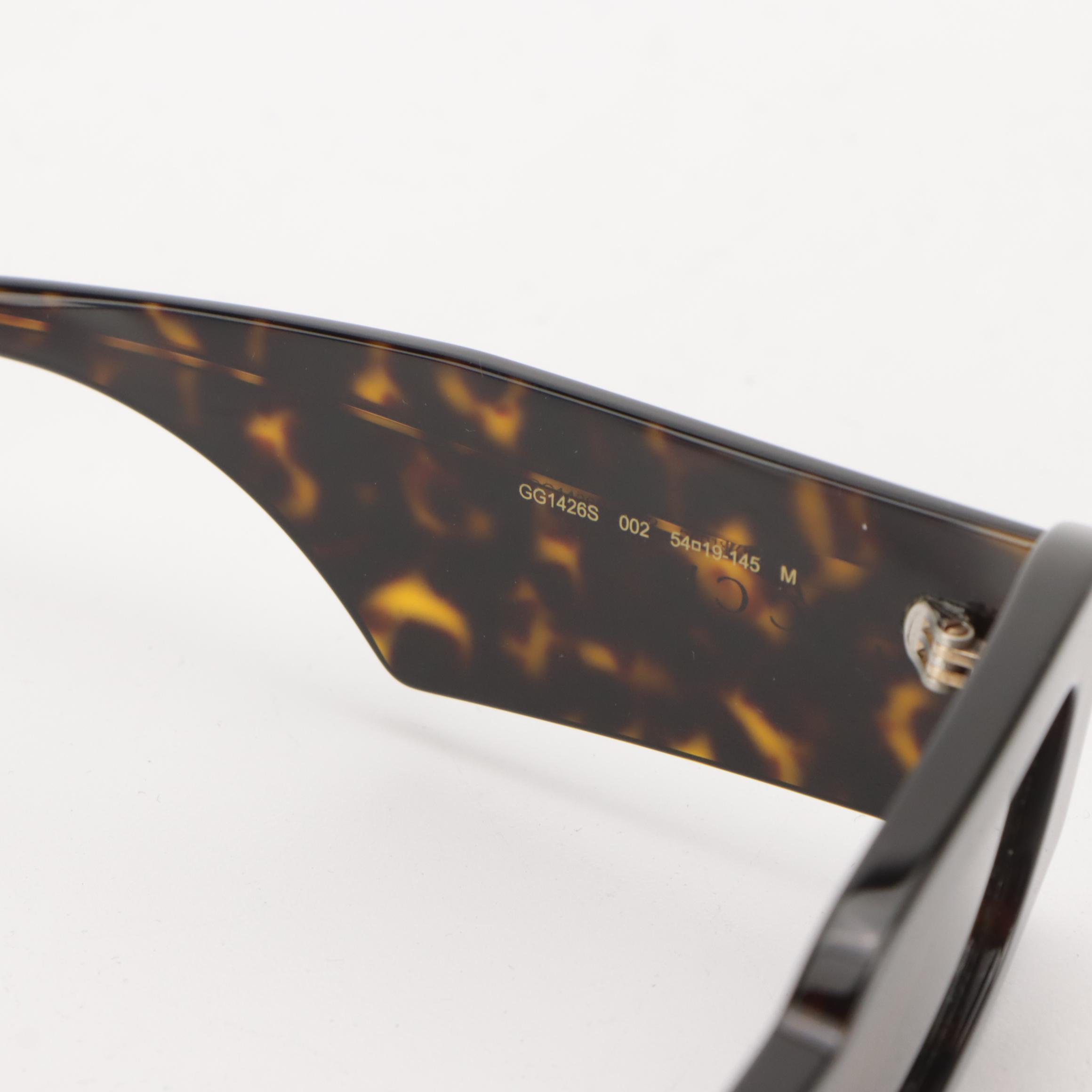 Gucci GG1426S 002 Rectangular Havana Sunglasses in Case