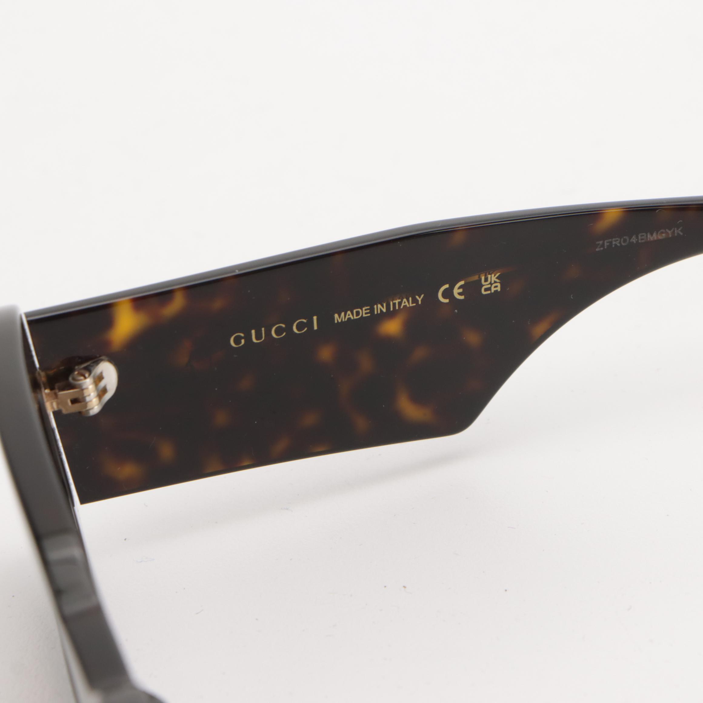Gucci GG1426S 002 Rectangular Havana Sunglasses in Case