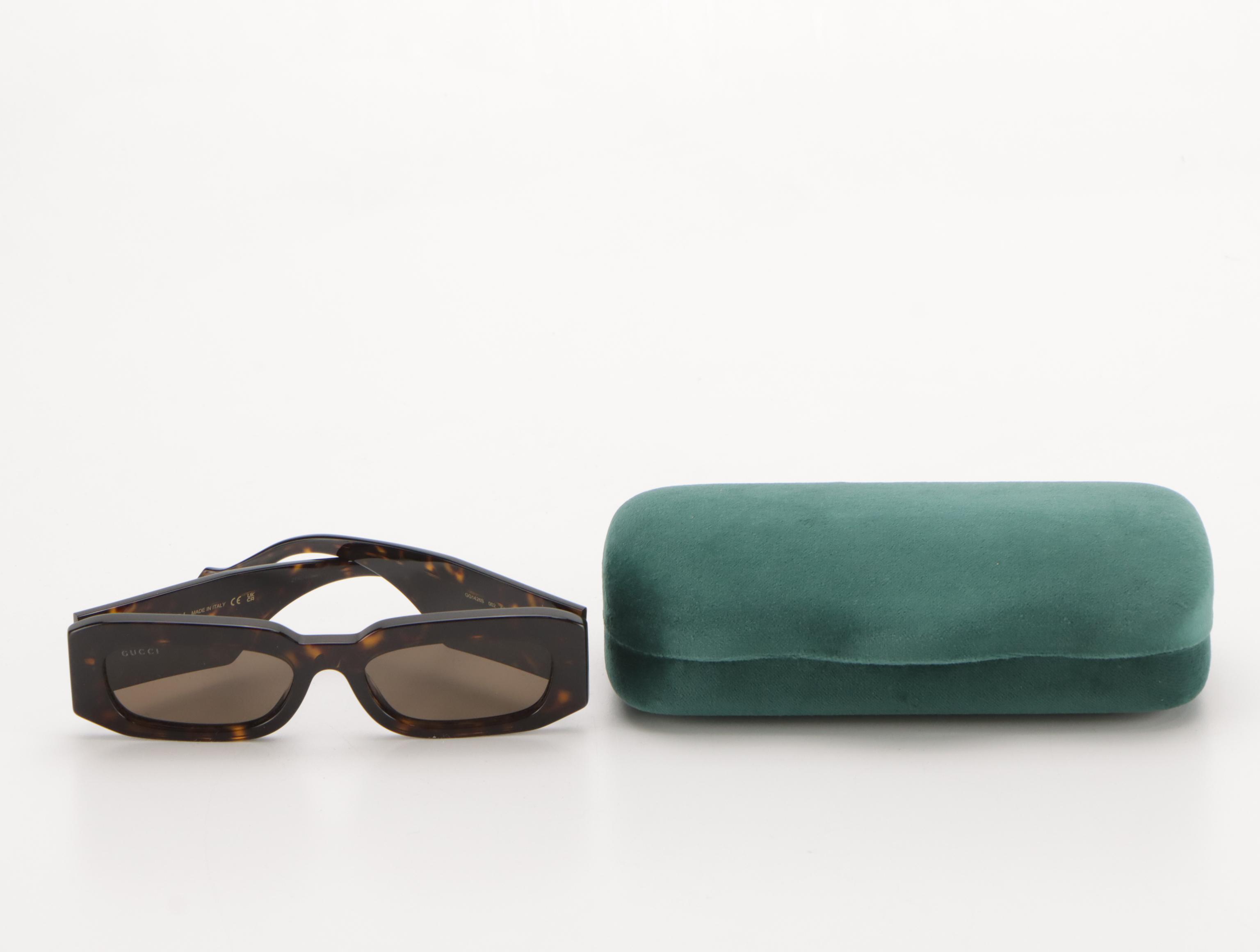 Gucci GG1426S 002 Rectangular Havana Sunglasses in Case