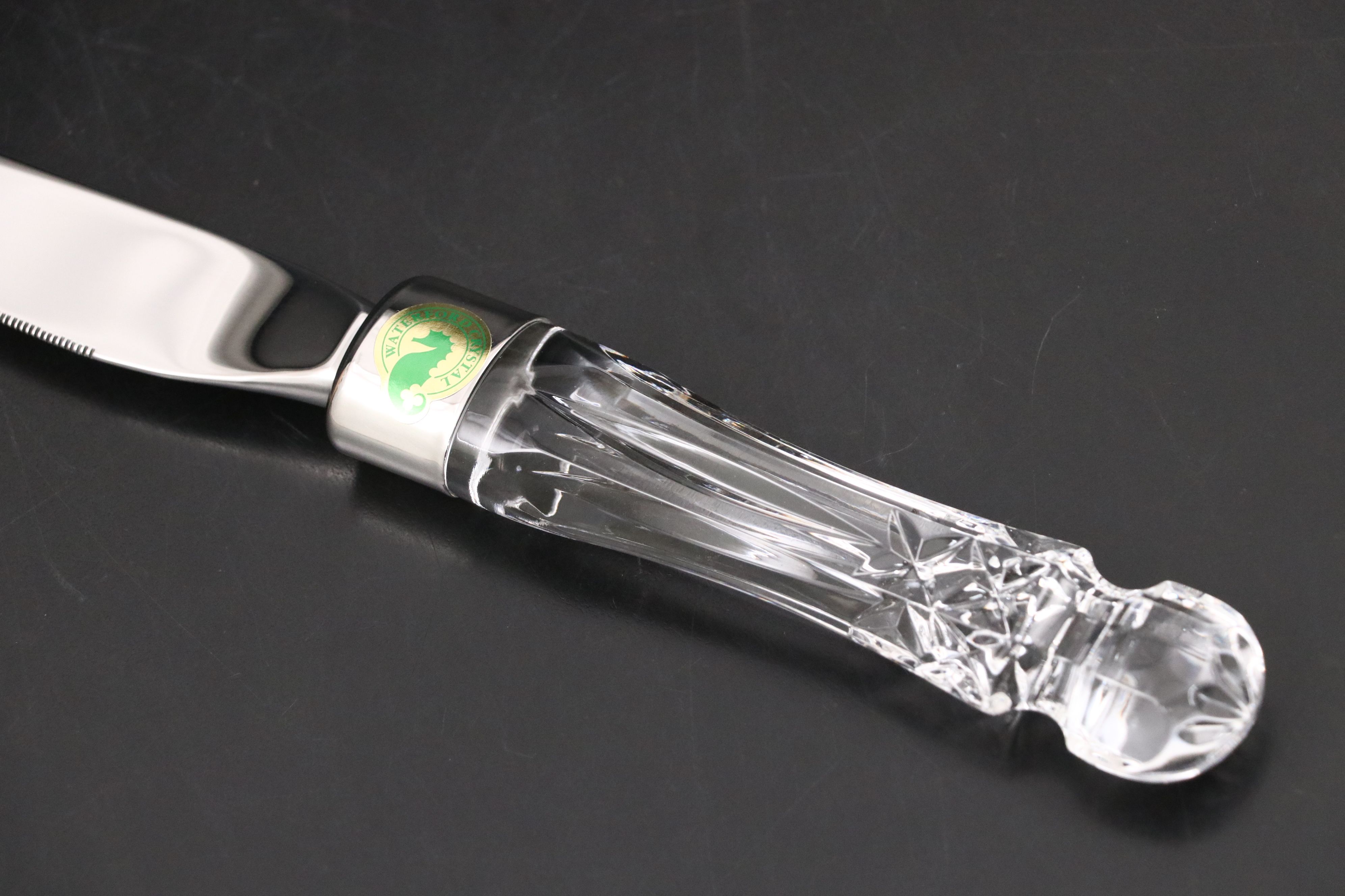 Waterford "Lismore" Crystal Cake Stand, Cake Knife, and Salad Plates