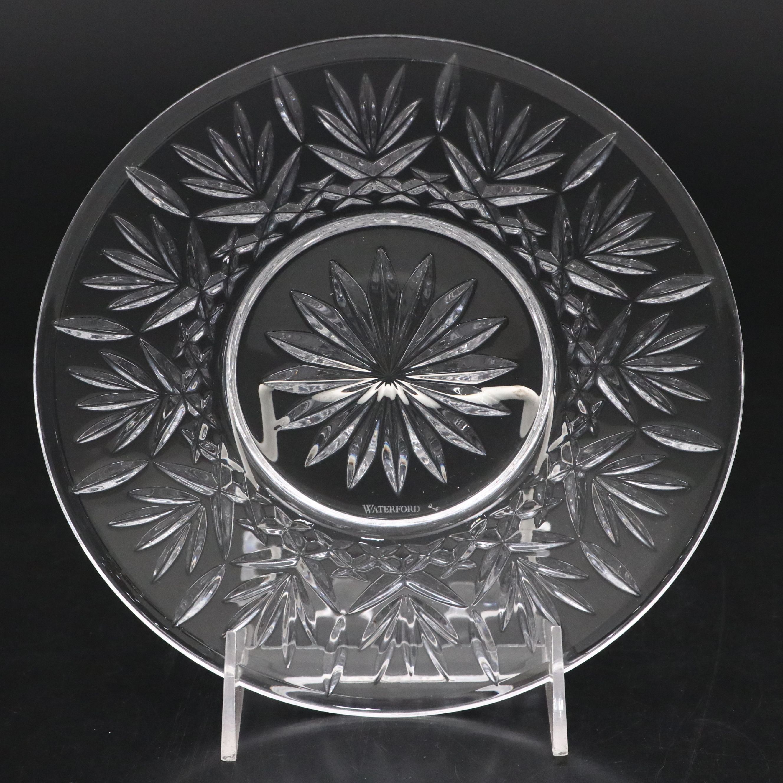 Waterford "Lismore" Crystal Cake Stand, Cake Knife, and Salad Plates