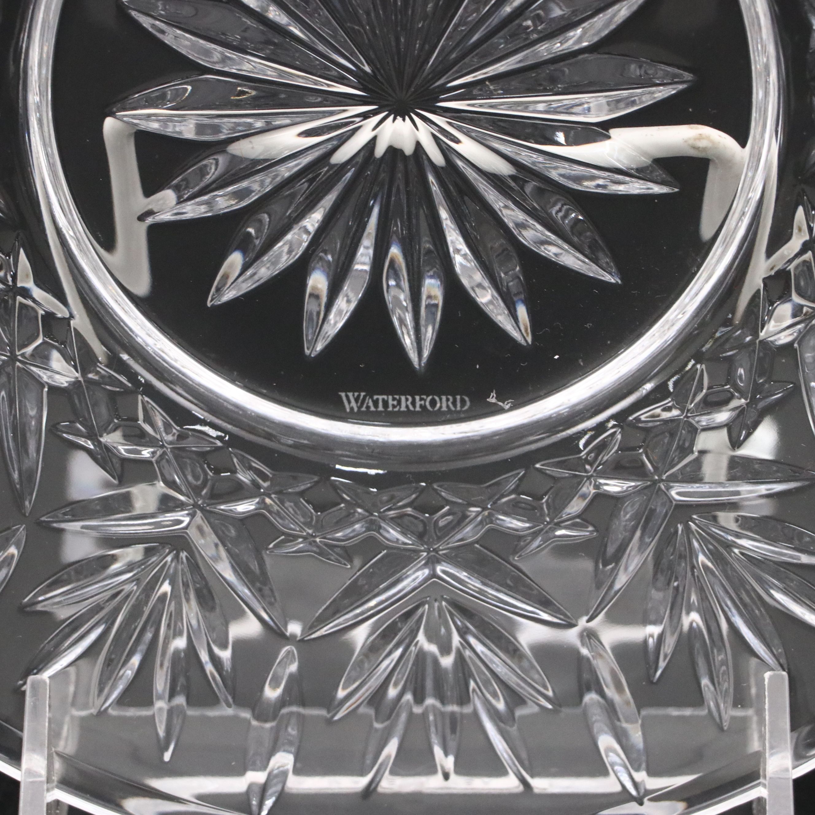 Waterford "Lismore" Crystal Cake Stand, Cake Knife, and Salad Plates