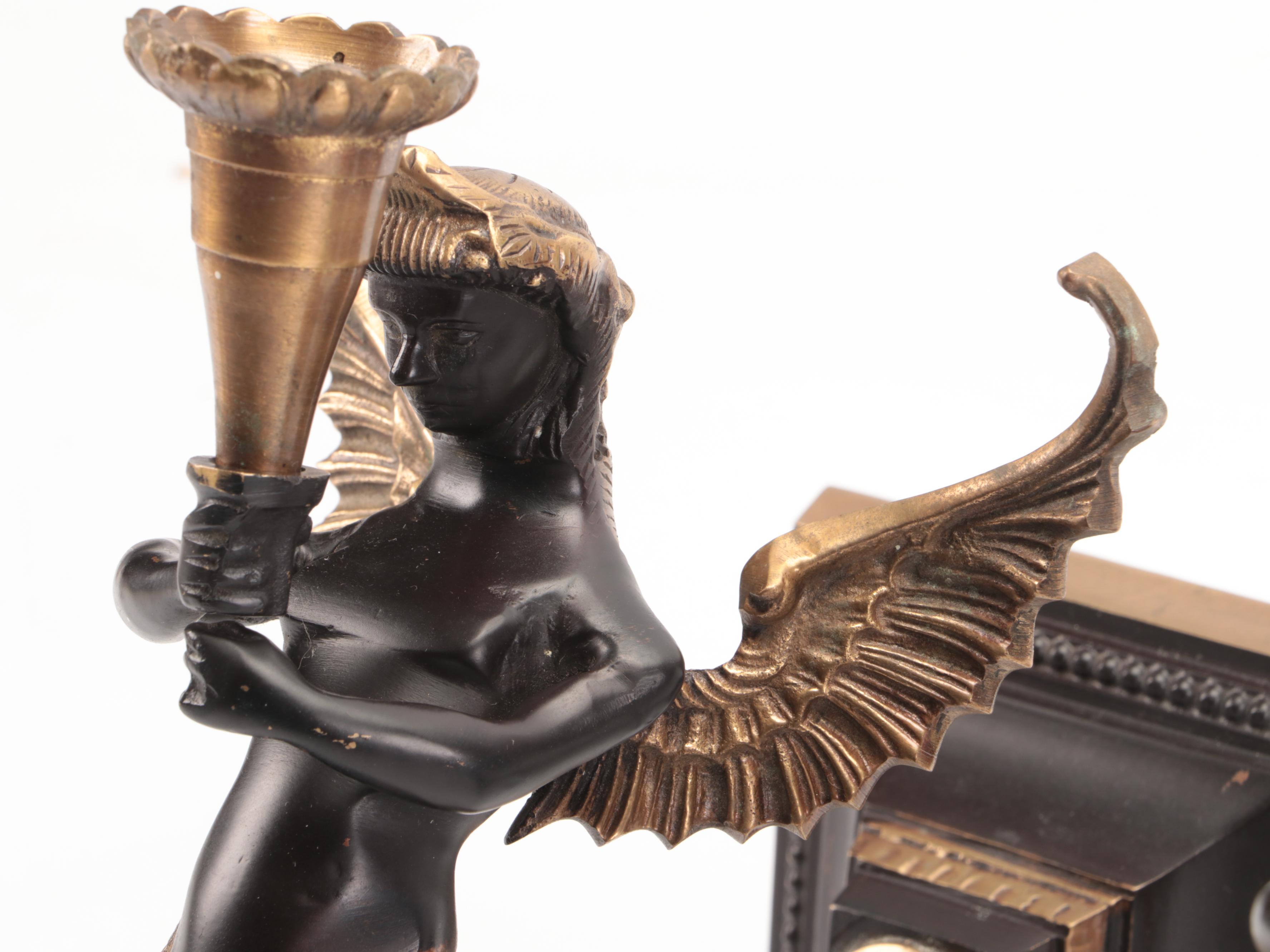 Pair of French Empire Style Bronzed Melusine Candle Wall Sconces