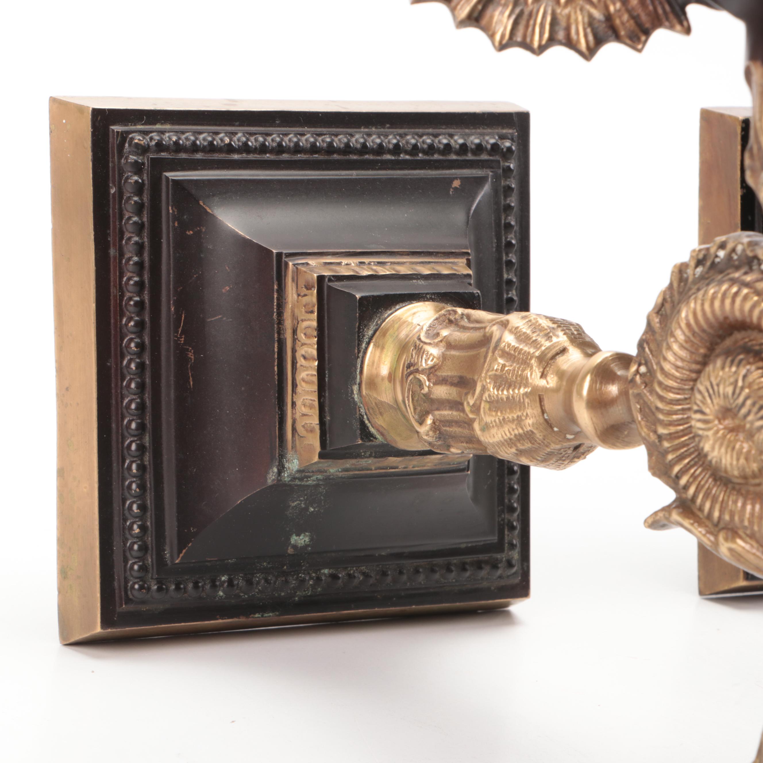 Pair of French Empire Style Bronzed Melusine Candle Wall Sconces