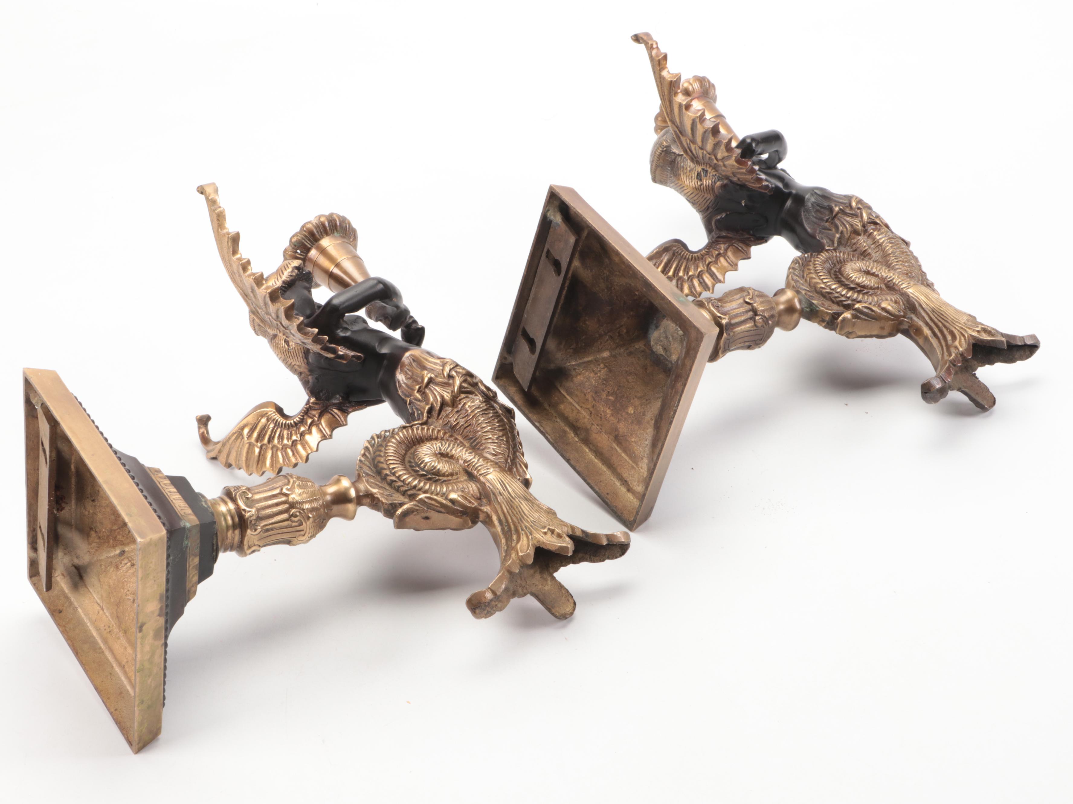 Pair of French Empire Style Bronzed Melusine Candle Wall Sconces