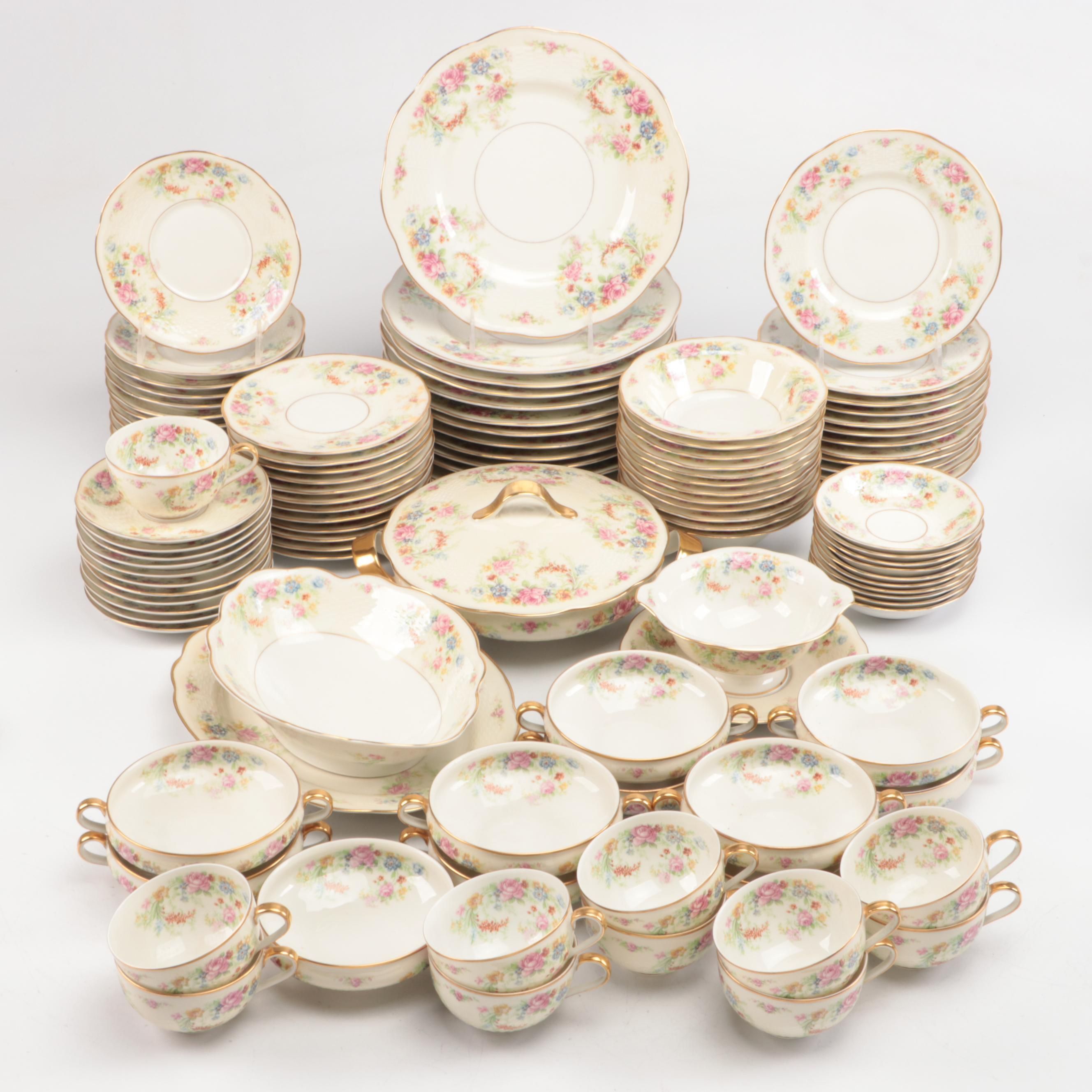 Theodore Haviland Gilt Limoges Porcelain Floral Dinnerware