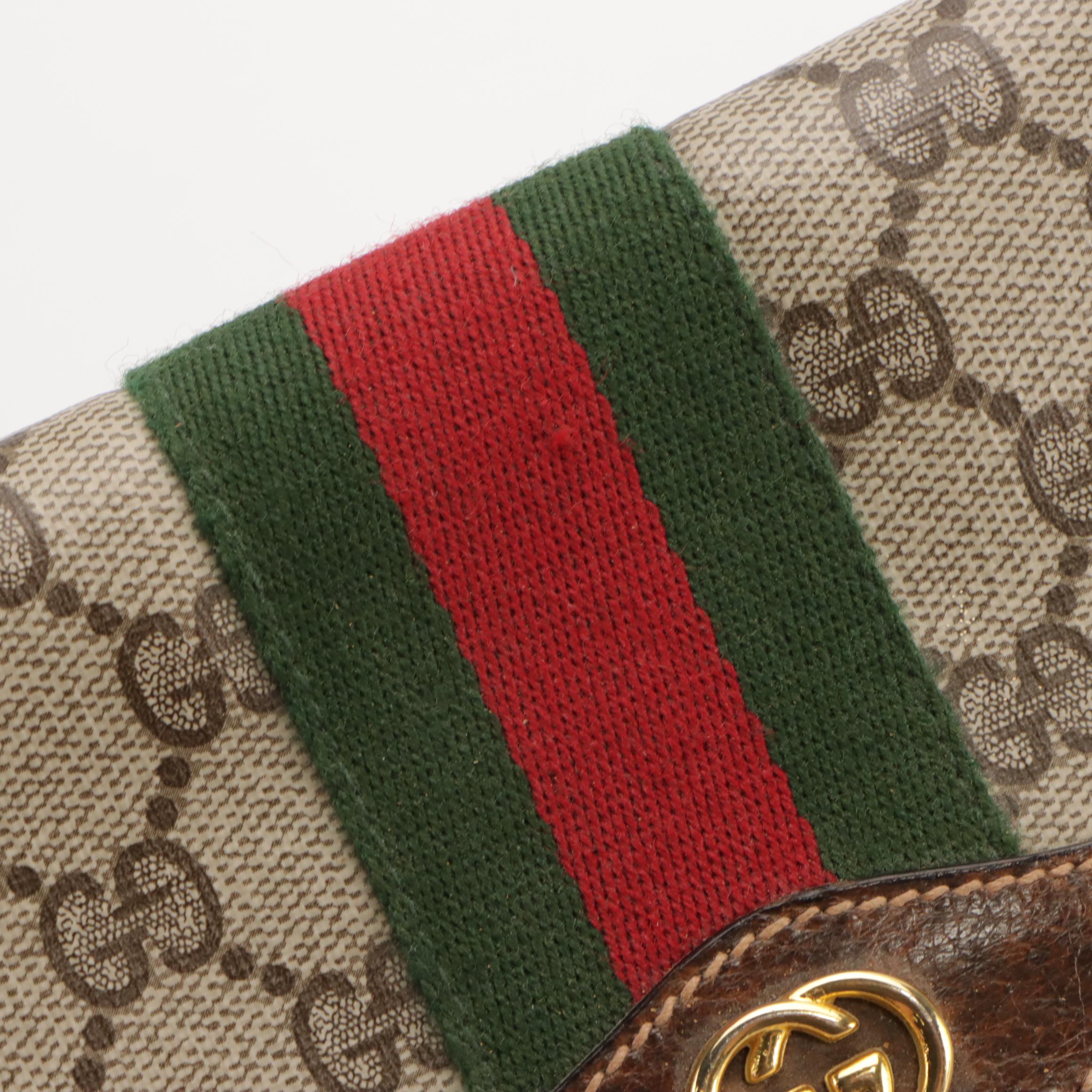 Gucci Parfums GG Supreme, Web Stripe and Leather Clutch/Cosmetic Pouch