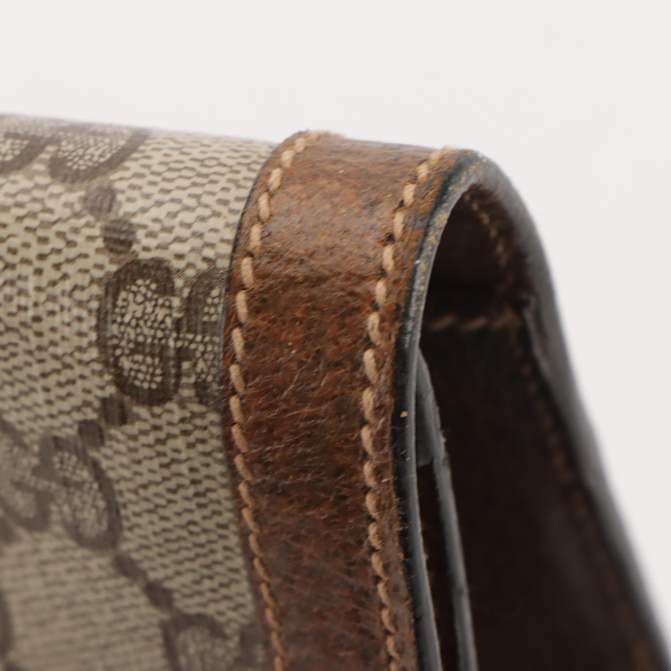 Gucci Parfums GG Supreme, Web Stripe and Leather Clutch/Cosmetic Pouch