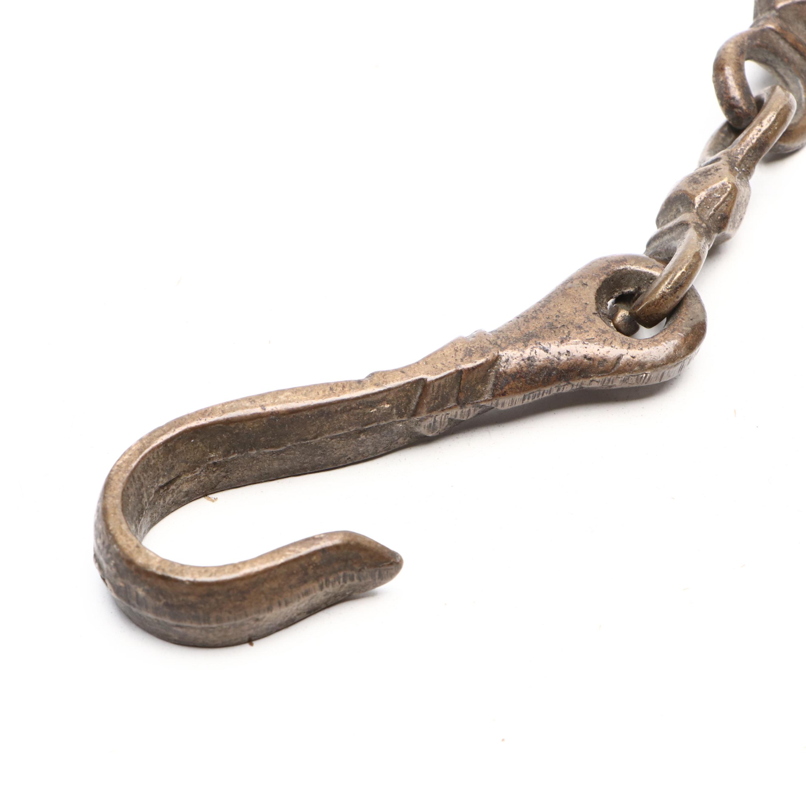 Bronze Ganesha Bell with Chain with Other Chinese Metal Lock, 20th Century