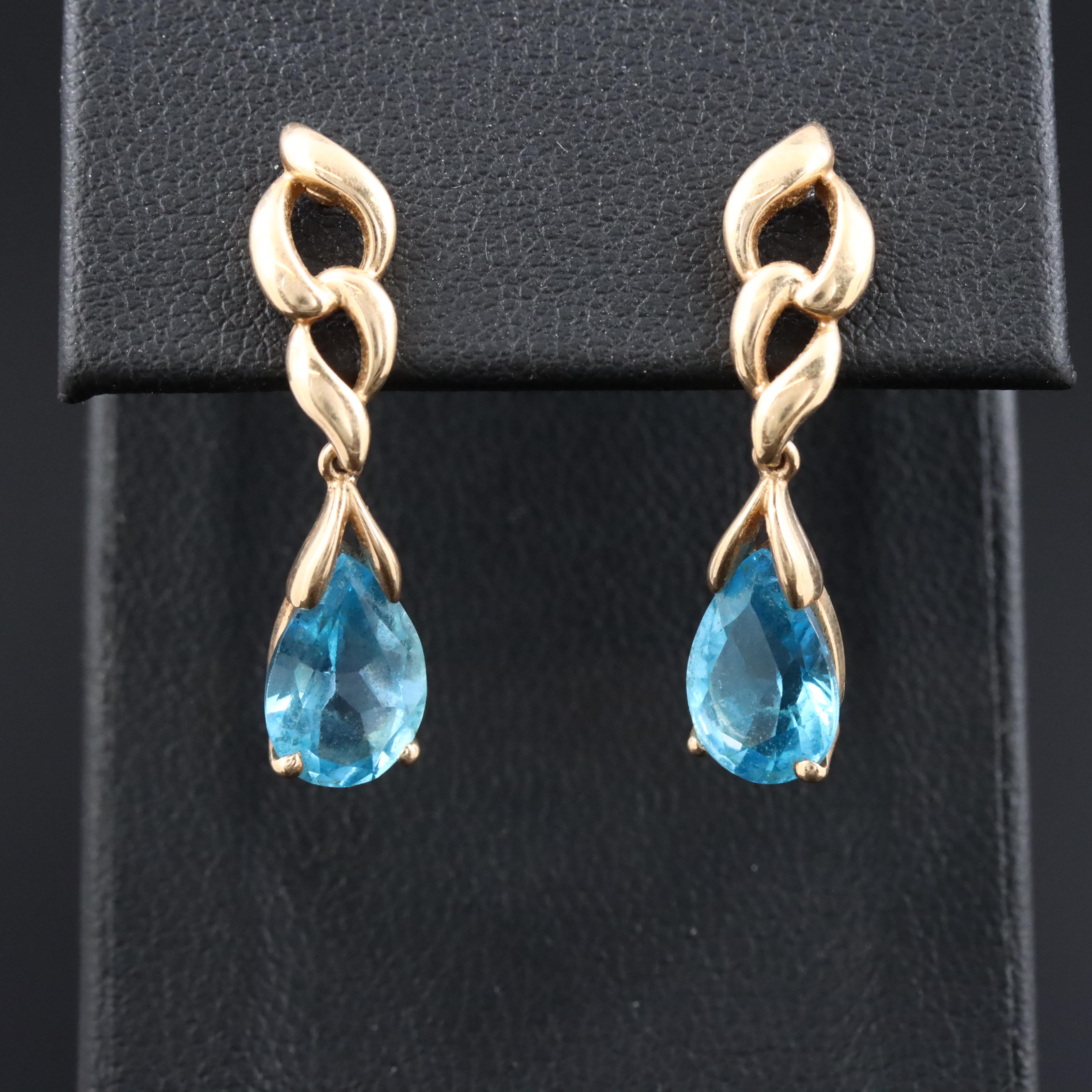 14K Topaz Drop Earrings