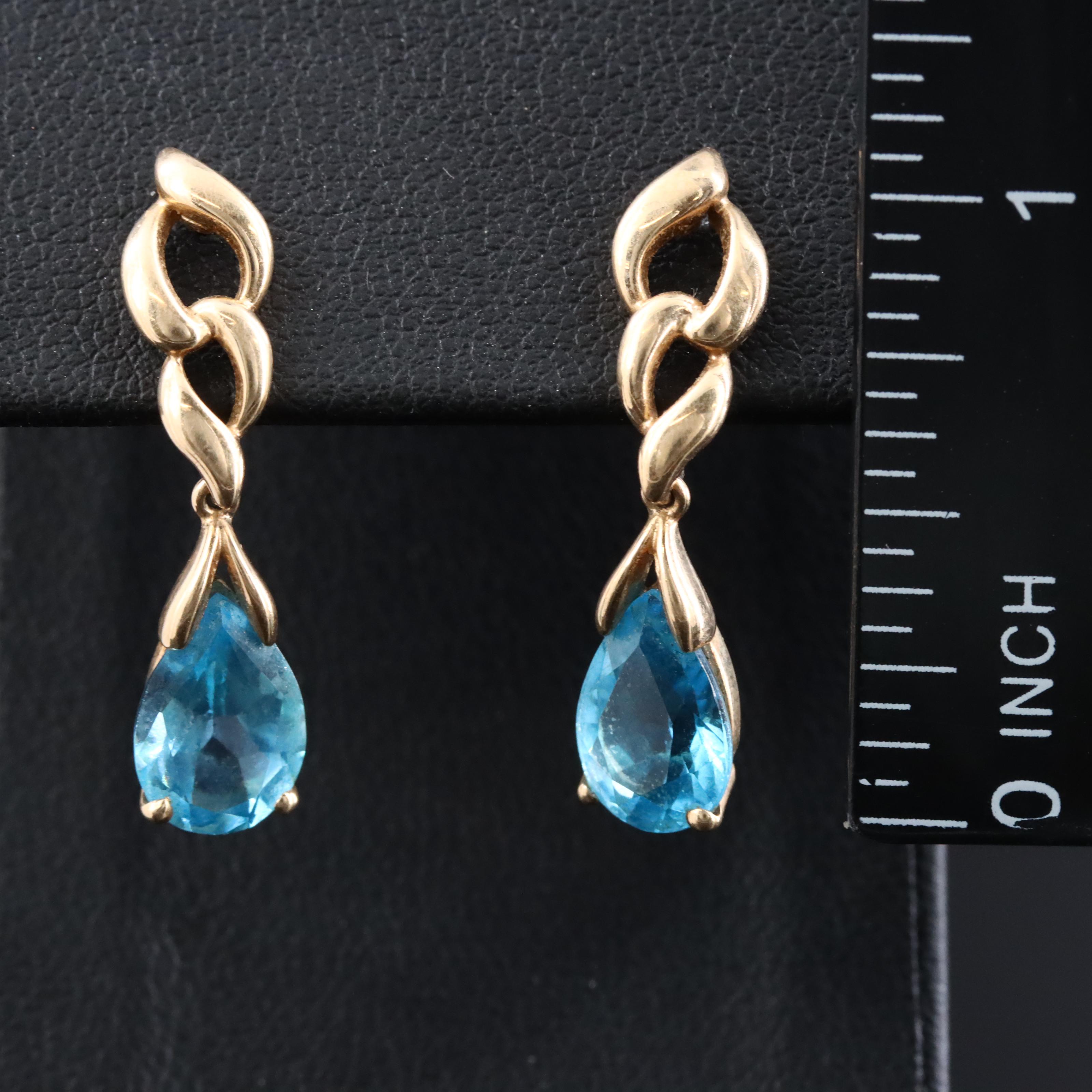 14K Topaz Drop Earrings