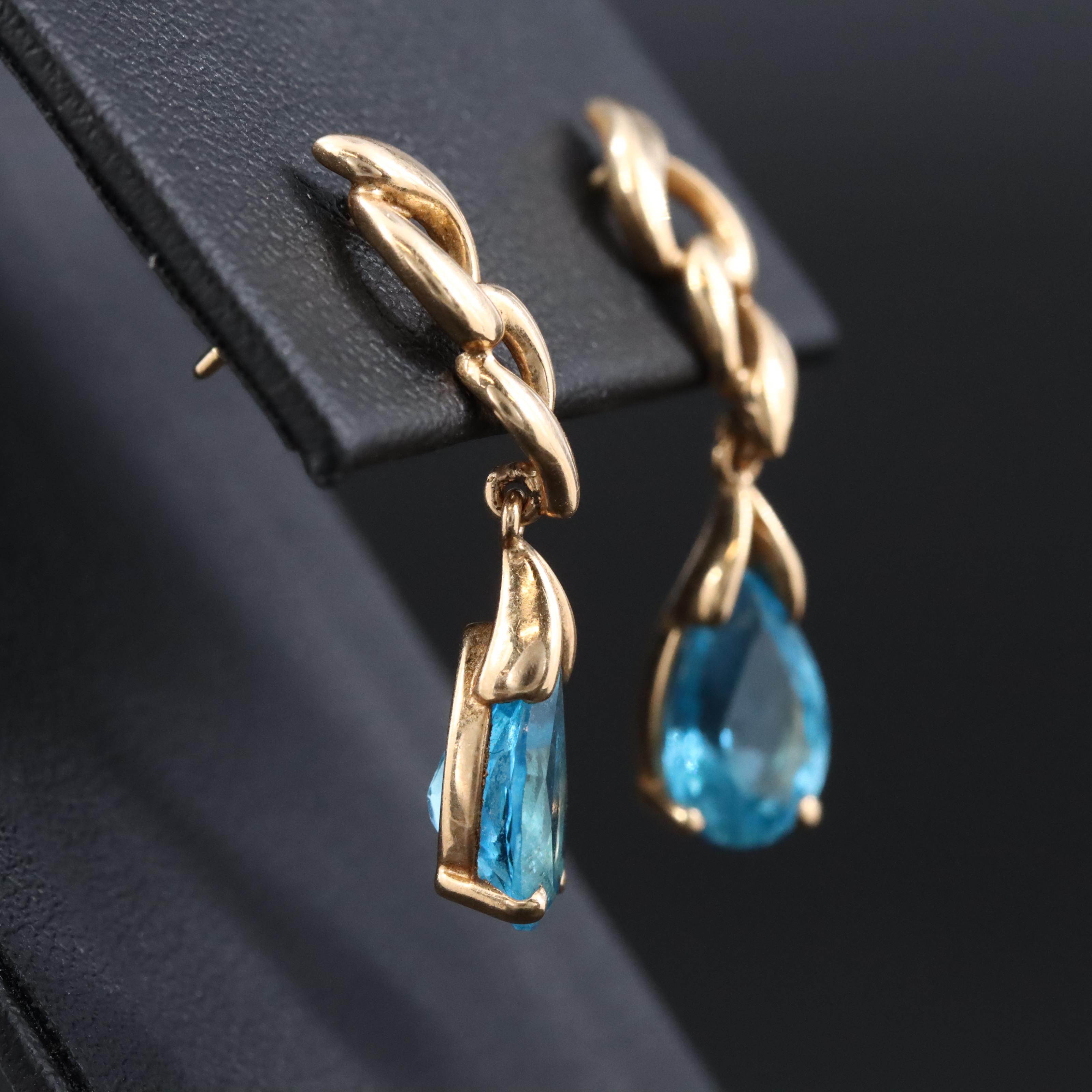 14K Topaz Drop Earrings