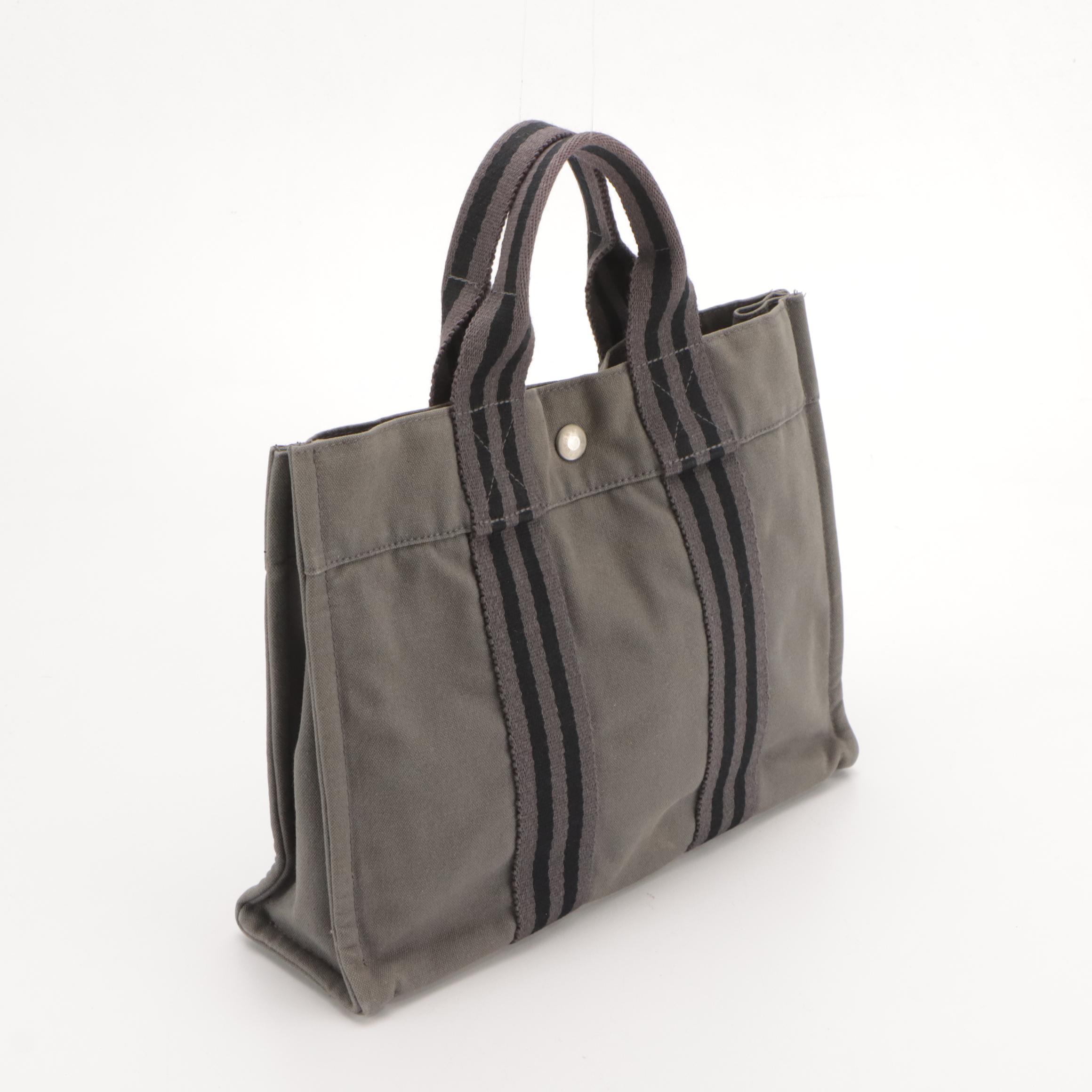 Hermès Fourre-Tout PM in Grey Cotton Canvas
