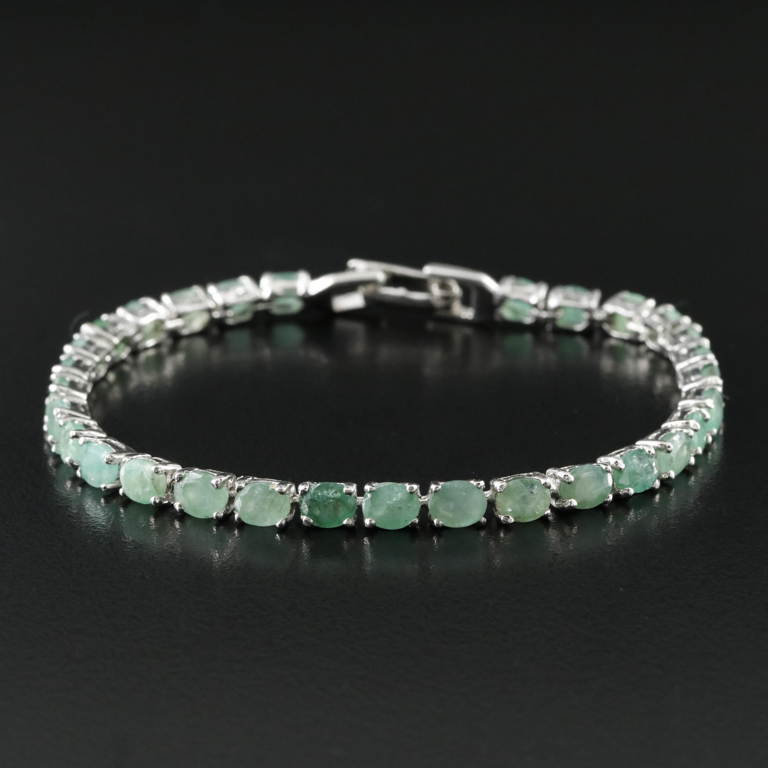 Sterling Emerald Line Bracelet
