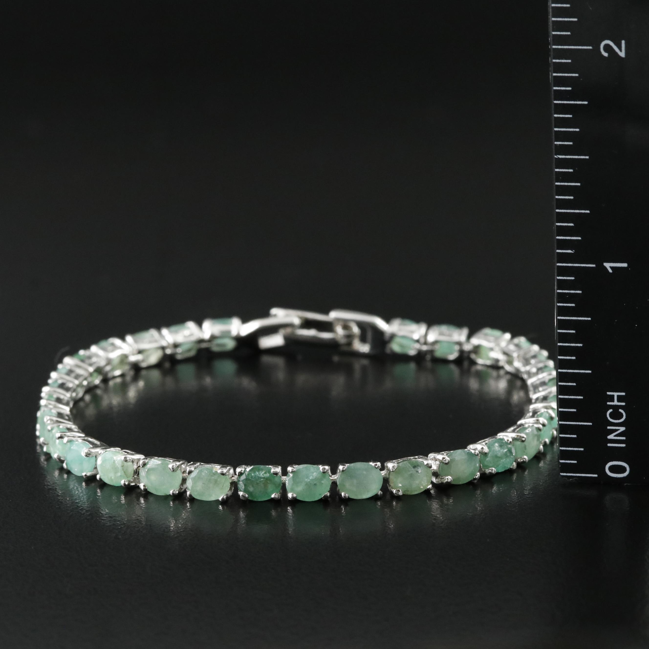 Sterling Emerald Line Bracelet
