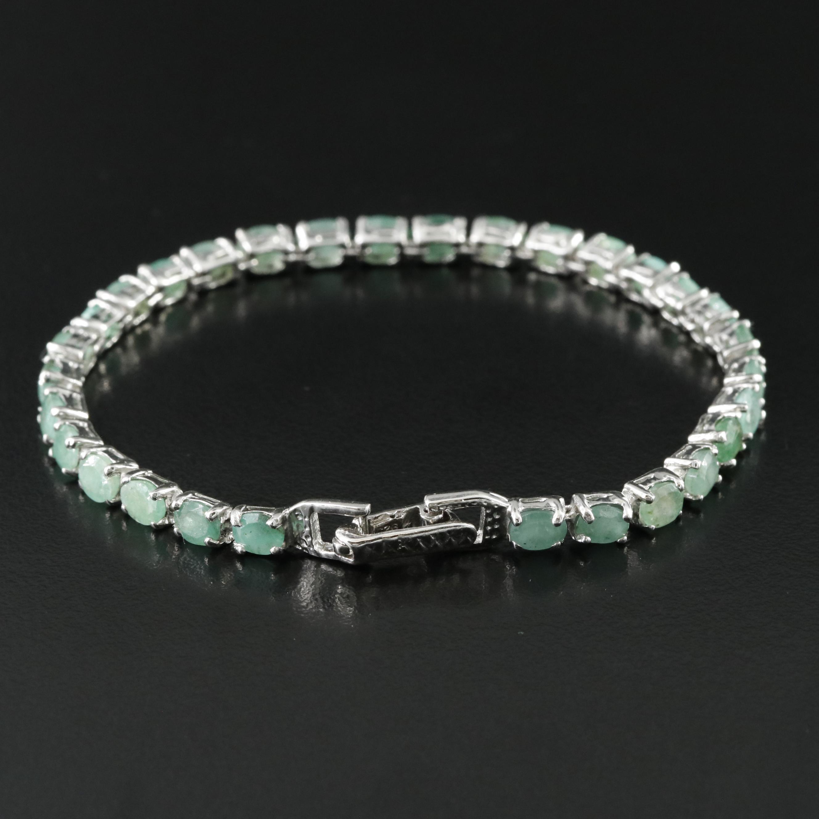 Sterling Emerald Line Bracelet