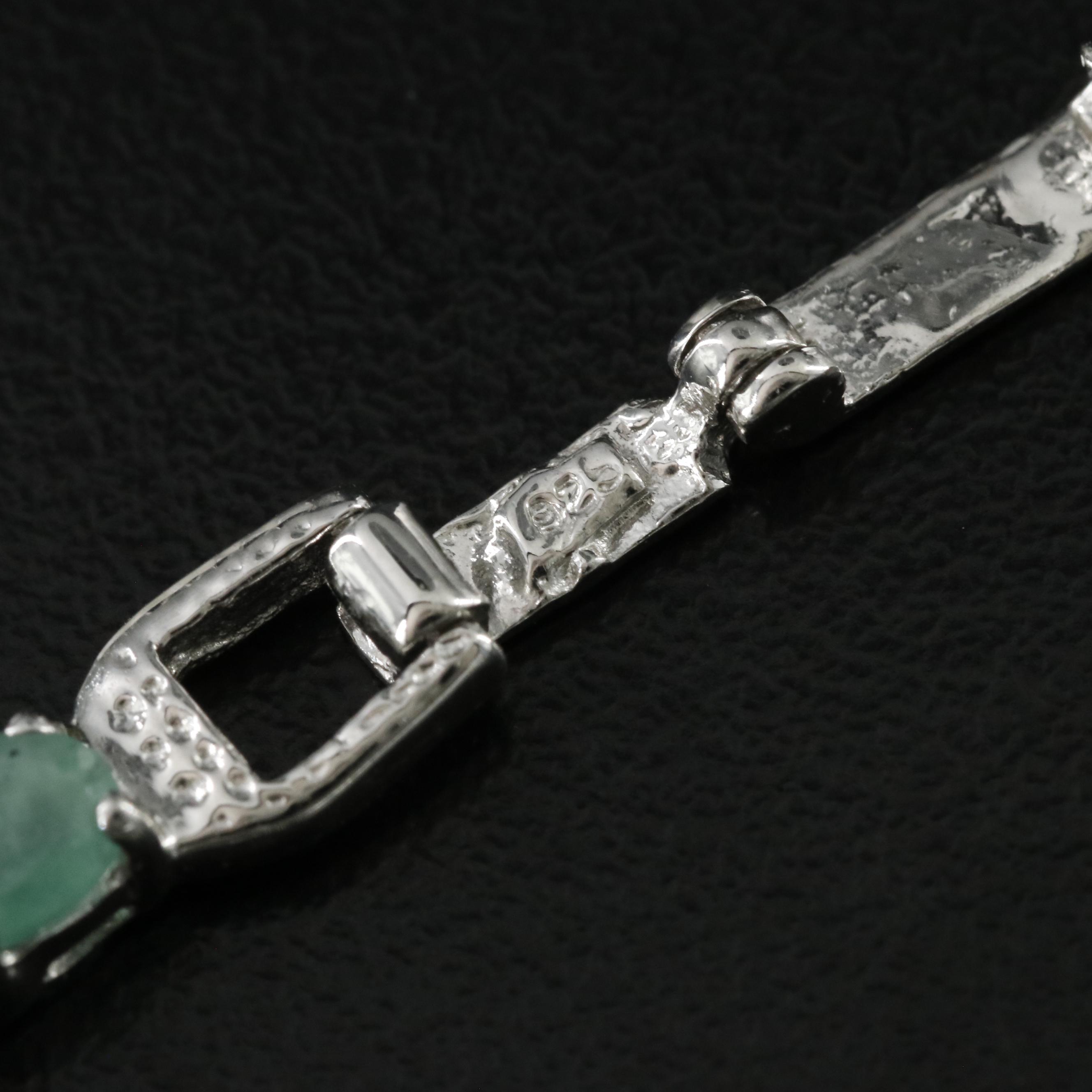Sterling Emerald Line Bracelet