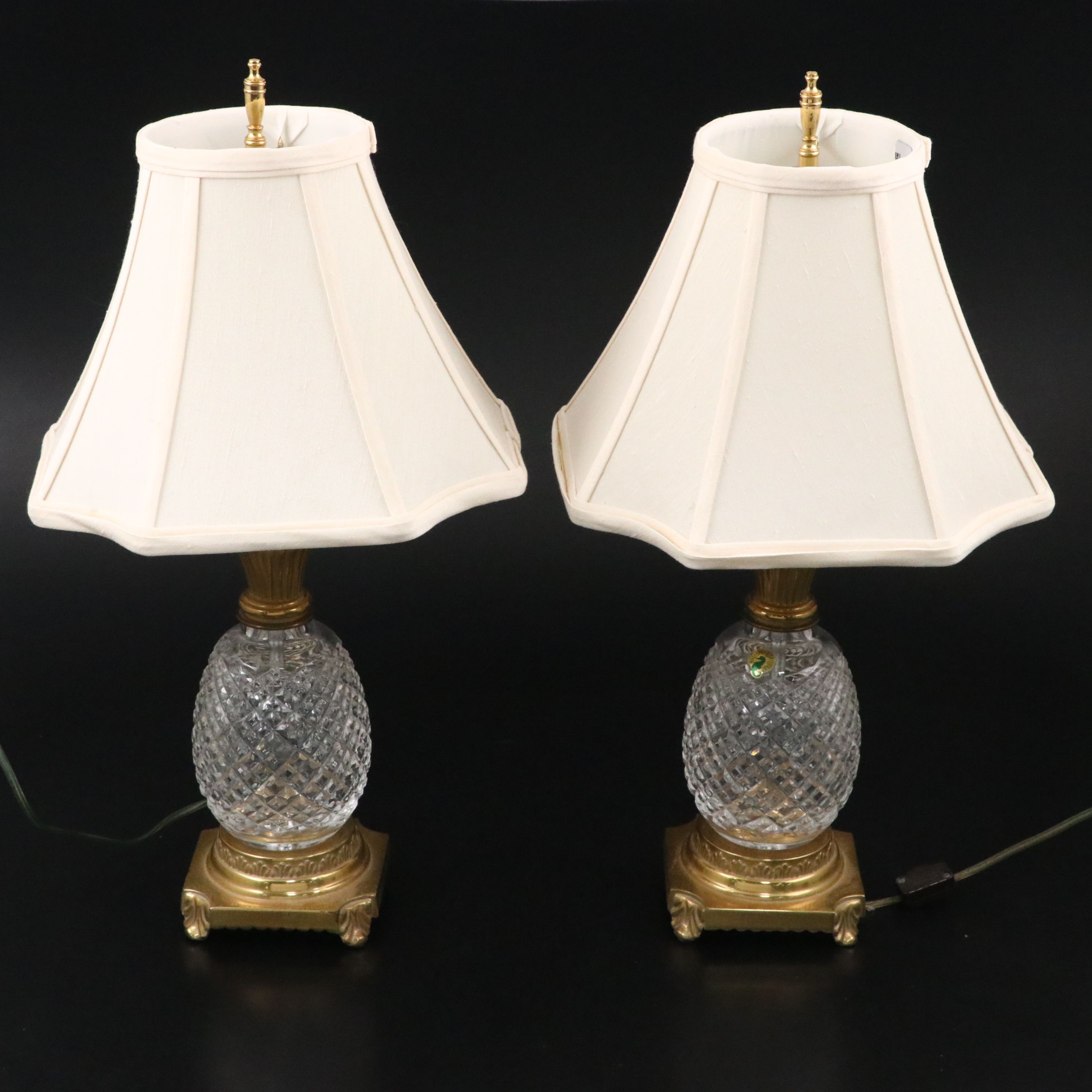 Waterford Crystal Hospitality Collection Table Lamps with Silk Bell Shades