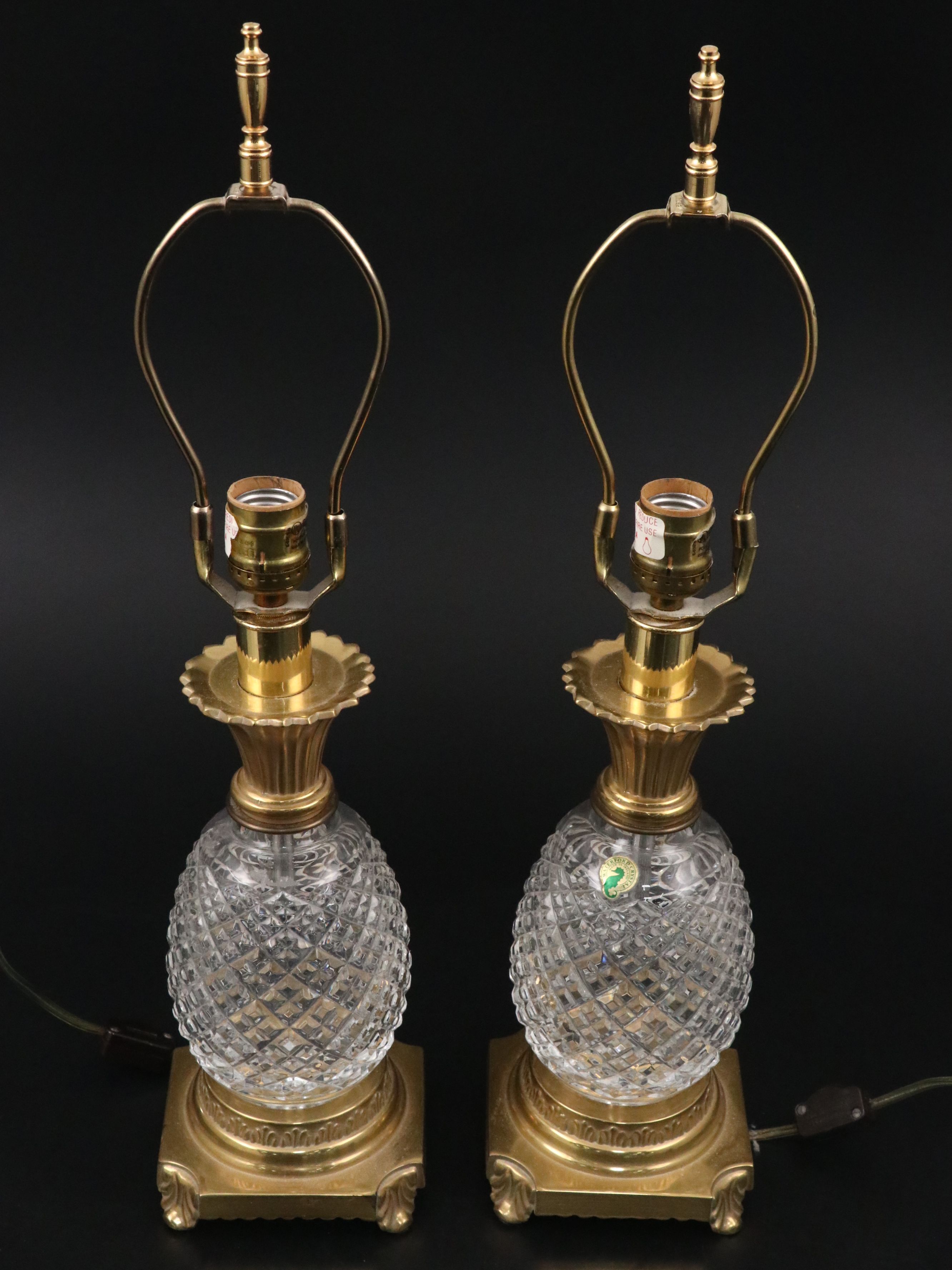 Waterford Crystal Hospitality Collection Table Lamps with Silk Bell Shades